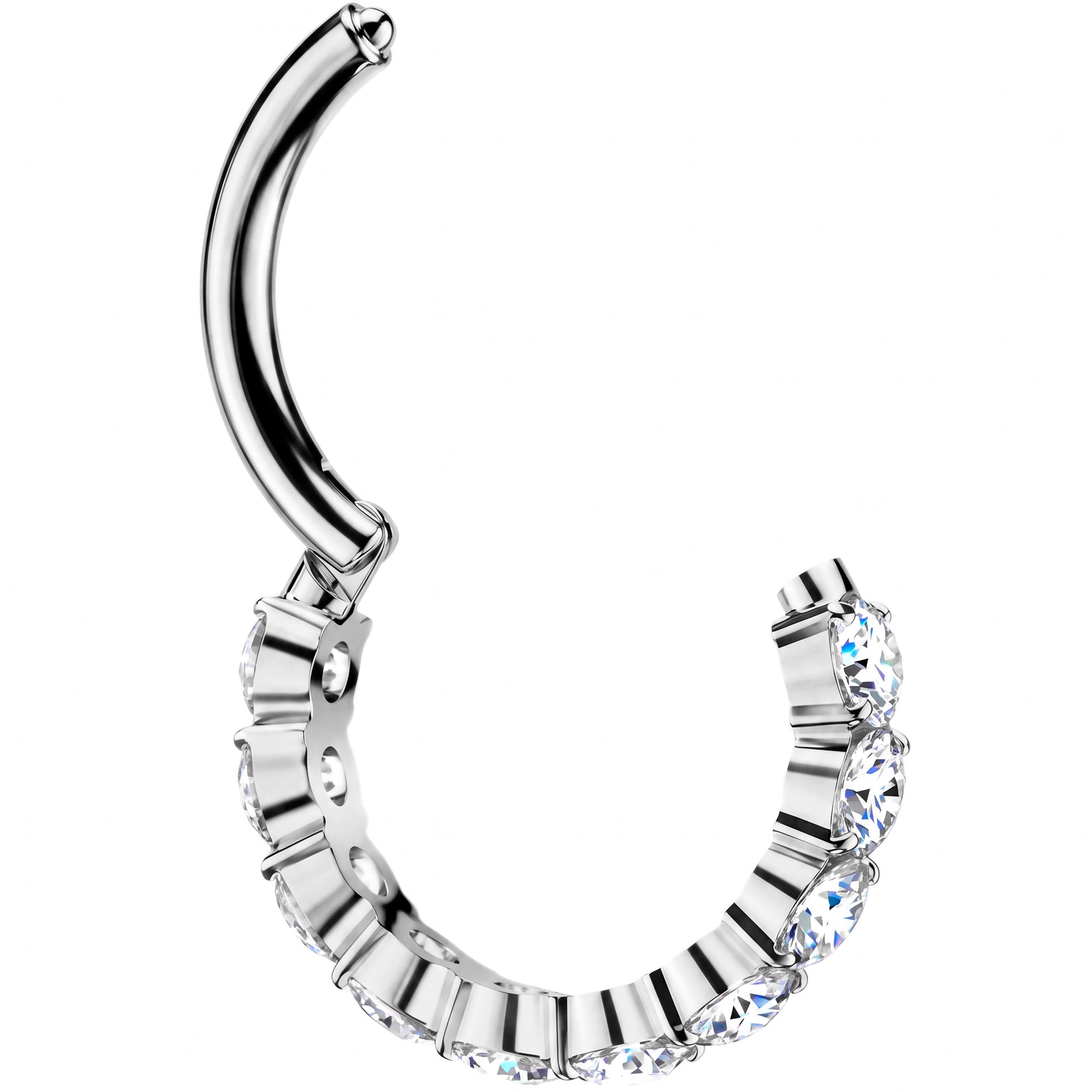 24k Gold Plated Implant Grade Titanium Hinged Segment Moissanite Hoop Earrings