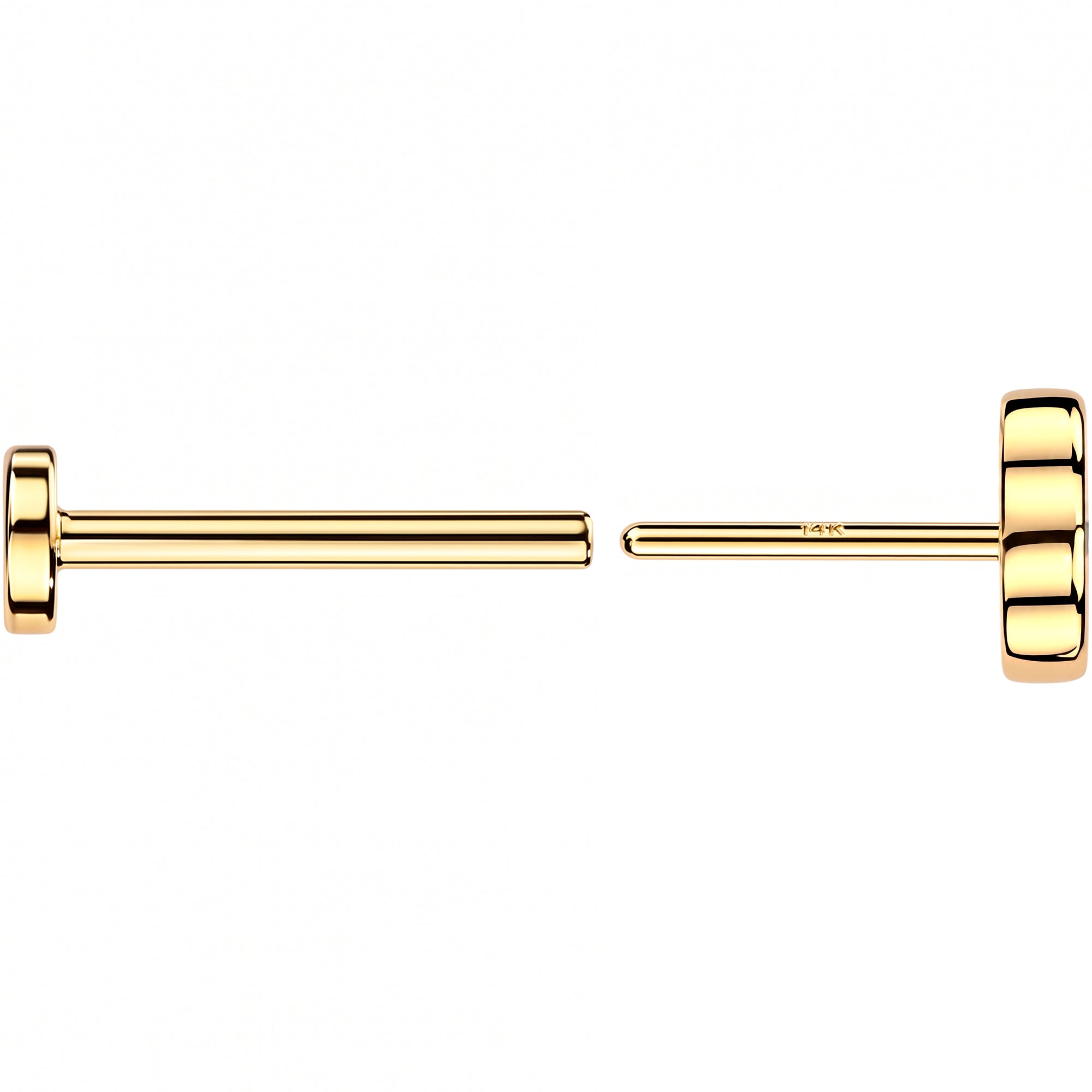 20G 14k Yellow Gold Heart Lab Grown Diamond Threadless Push In Flat Back Earring