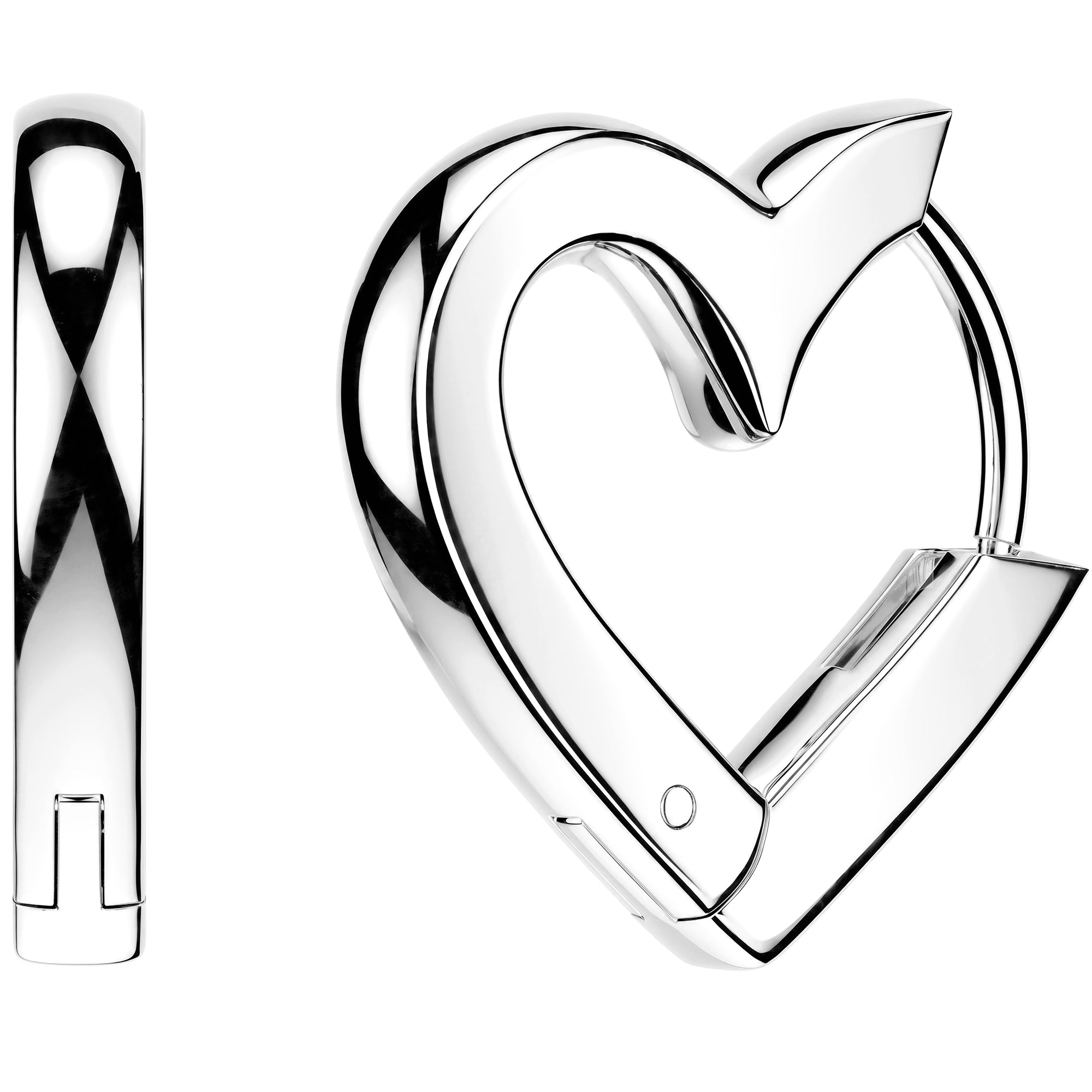 Heart Huggie Hoop Earrings – 18G Surgical Steel Hinged Hoops