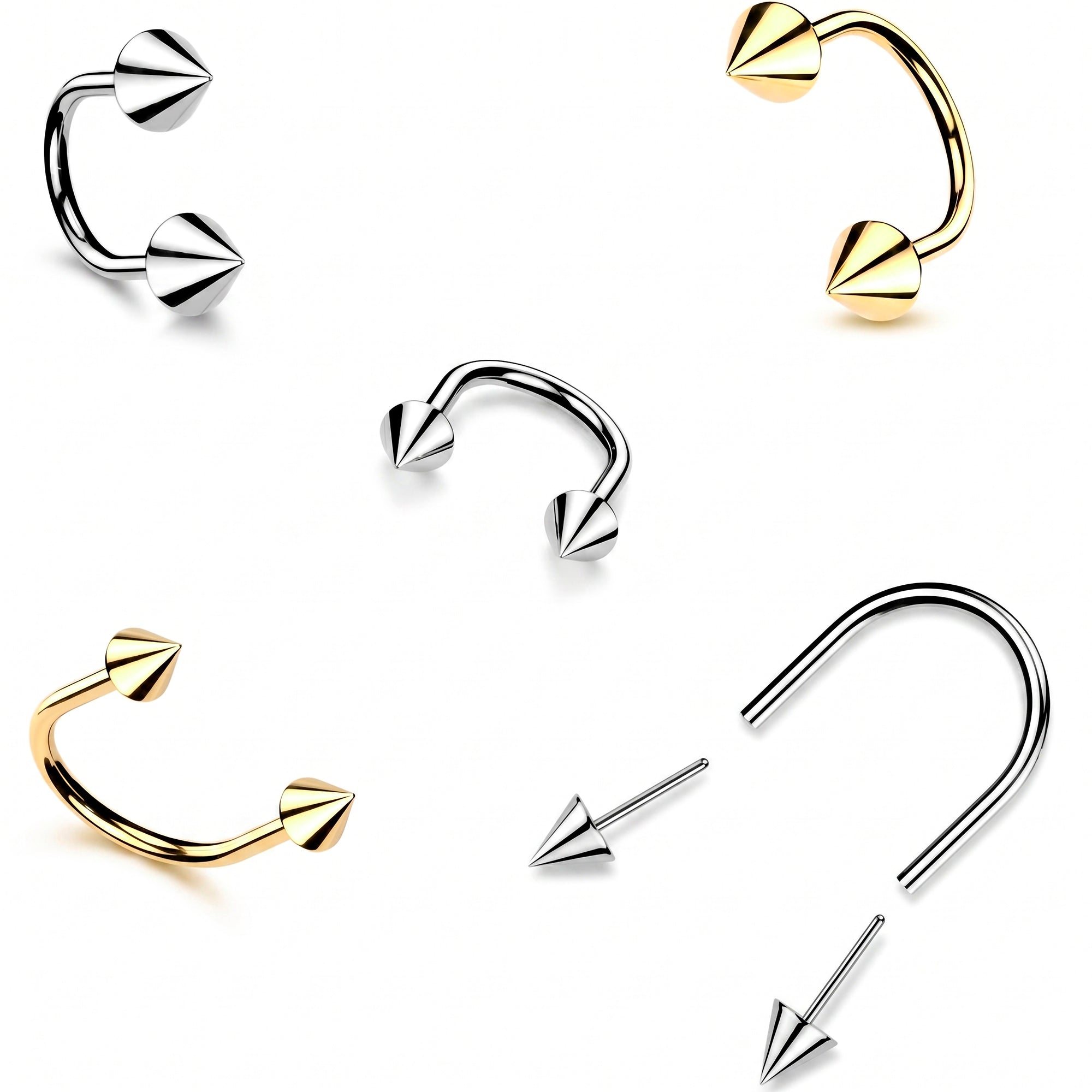 Titanium Spike Top U-Hoop Earring – 18G 5/16 Threadless Push-In