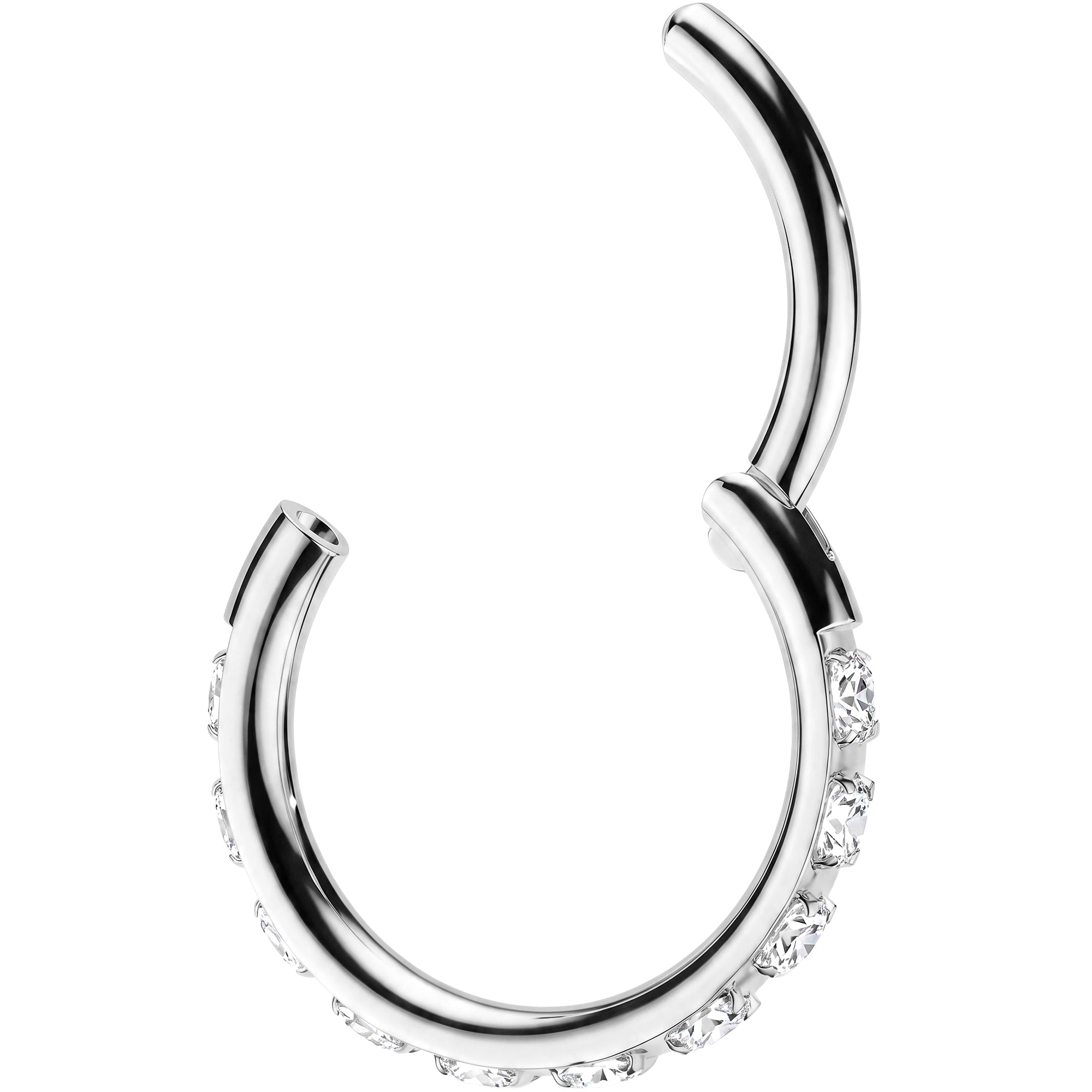 18G 20G Square Micro Gem Implant Grade Titanium Hinged Nose Hoop - CZ Nose Ring