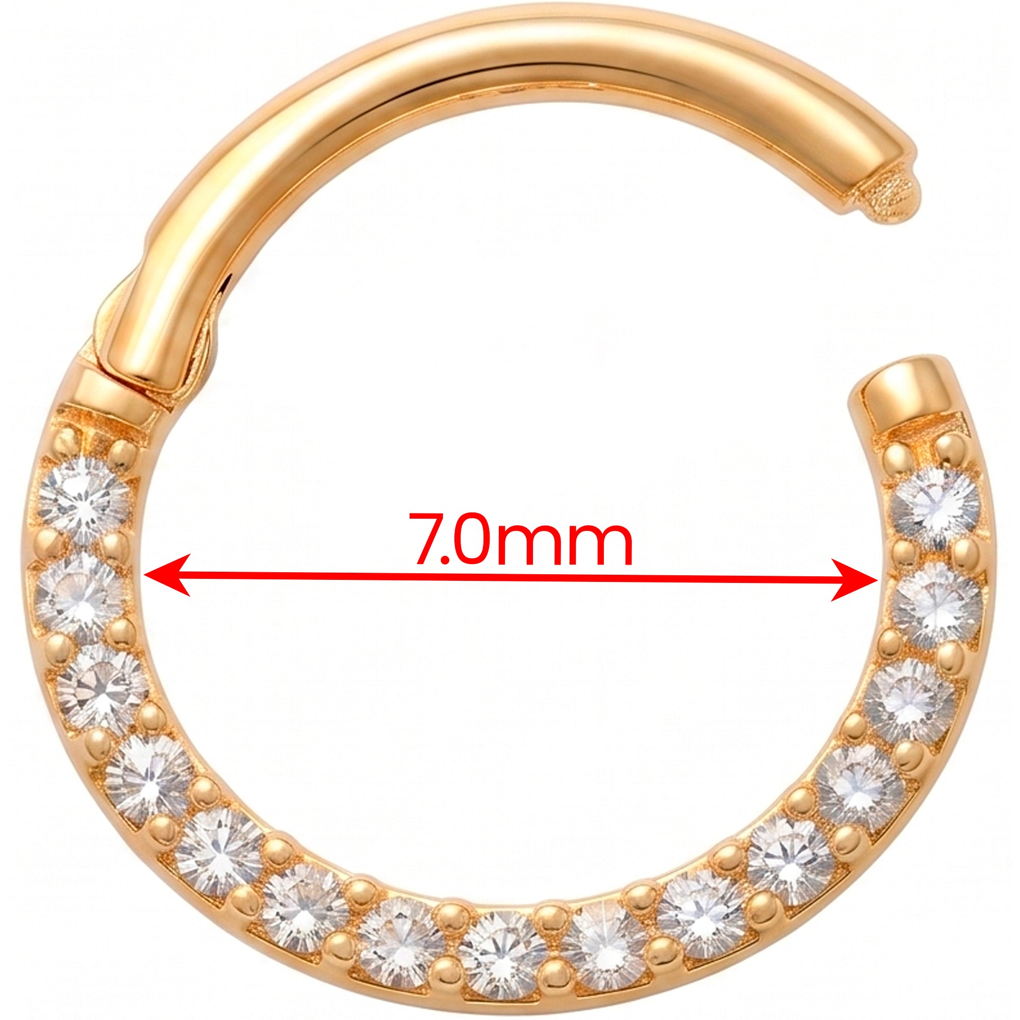 18G 5/16 Solid 14k Yellow Gold CZ Infinite Sparkle Hinged Segment Clicker Ring