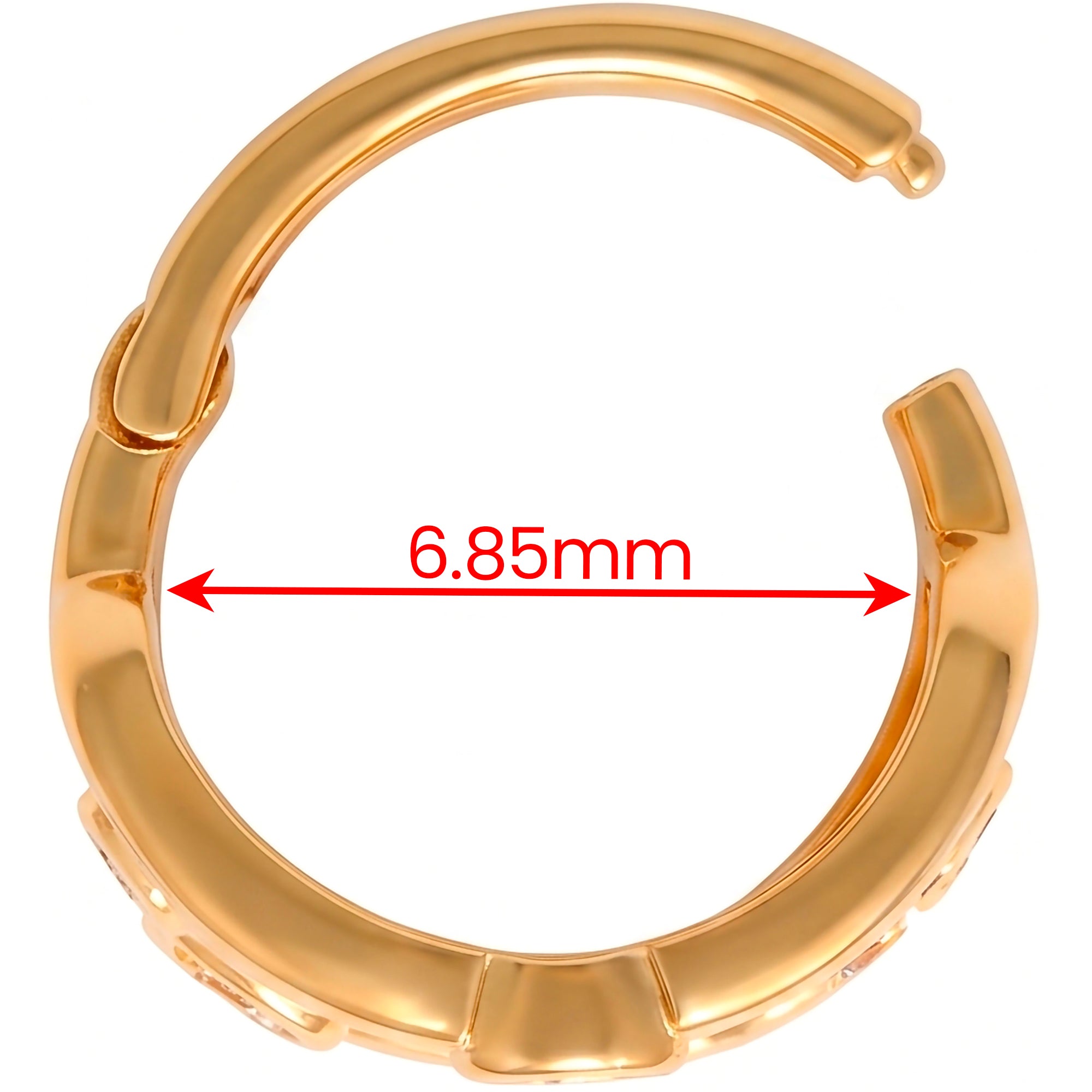 18G 5/16 Solid 14k Yellow Gold CZ Orbit Sparkle Hinged Segment Clicker Ring