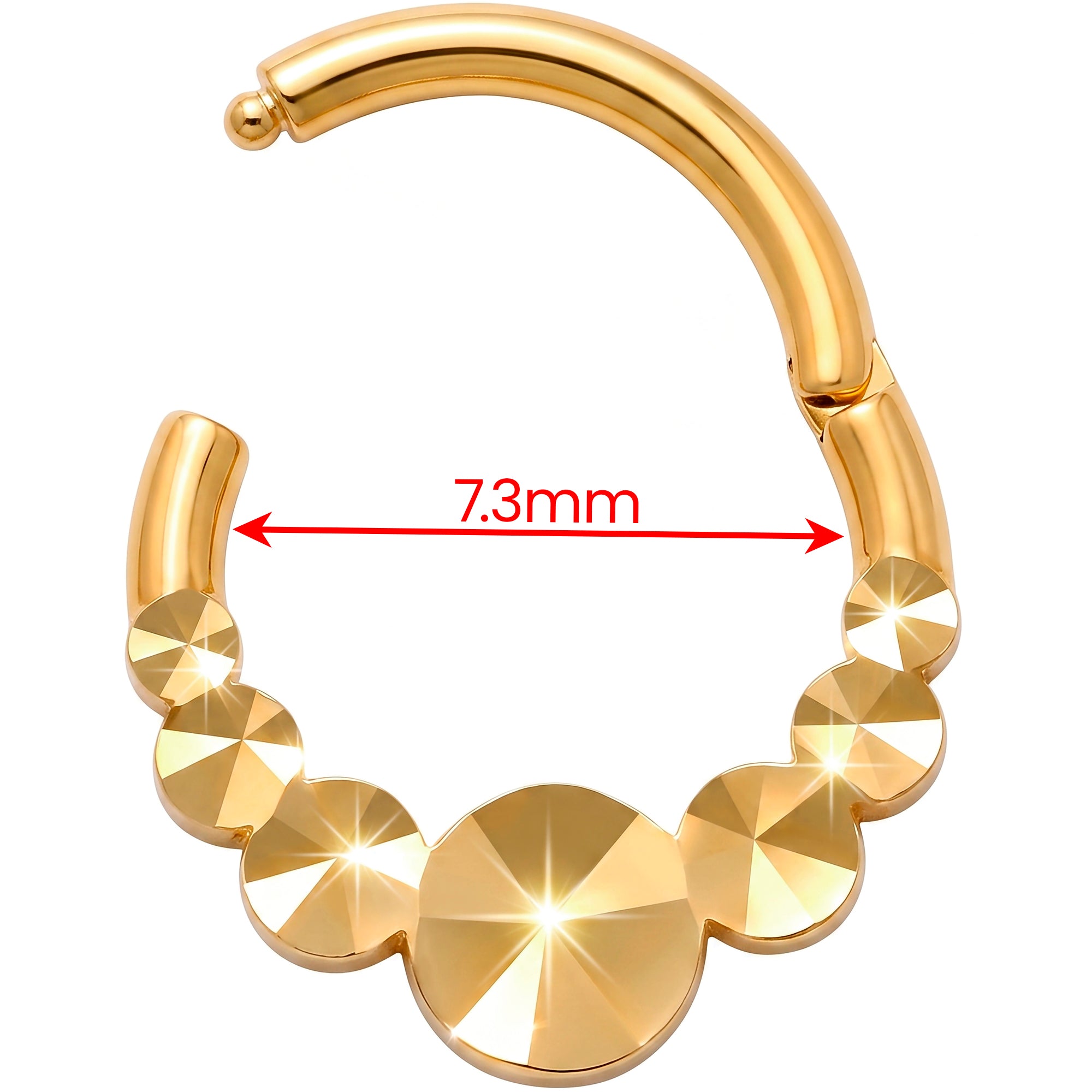 16G 5/16 Solid 14k Yellow Gold Diamond Cut Golden Bubbles Hinged Segment Clicker Ring