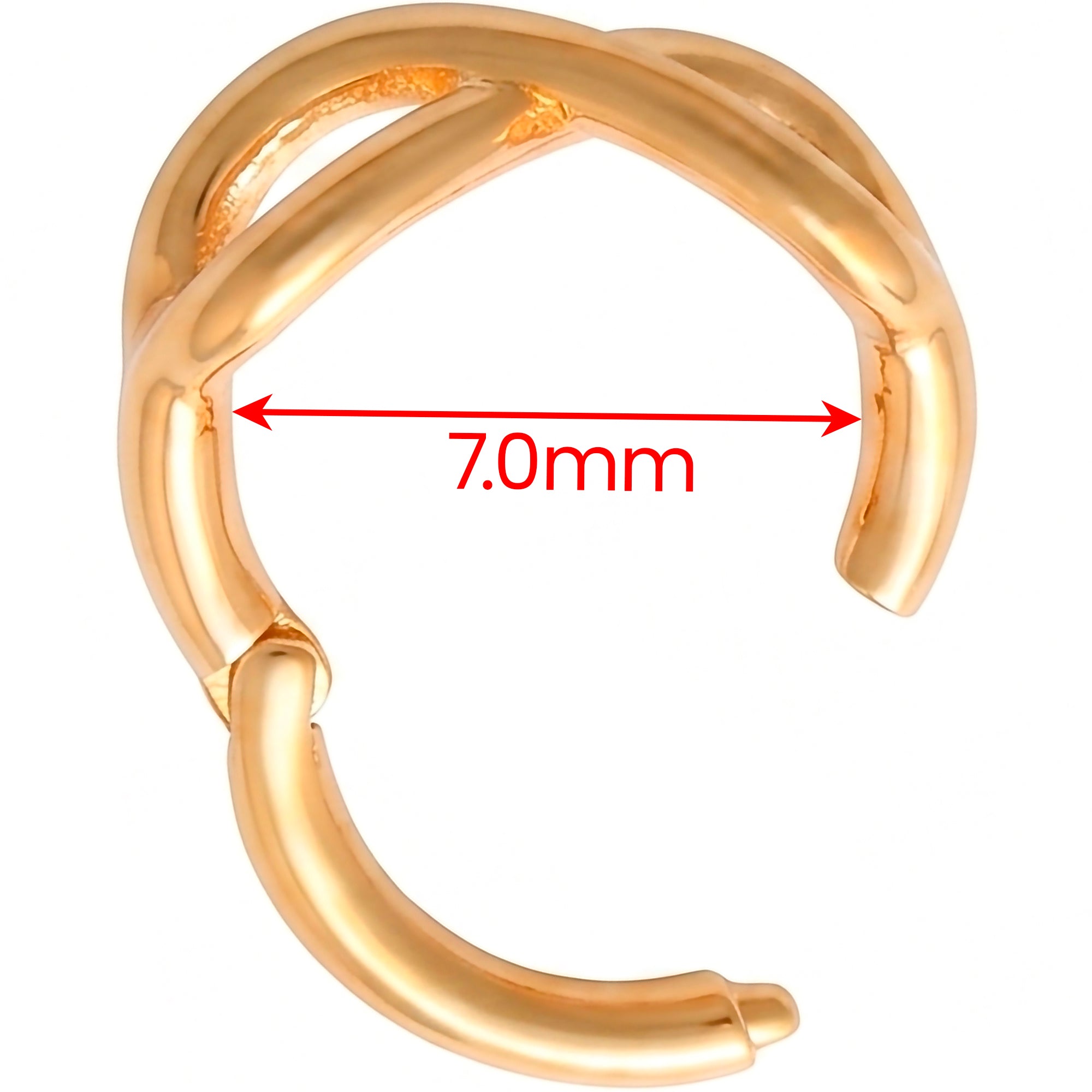 16G 5/16 Solid 14k Yellow Gold Forward Facing Sculpted Infinity Hinged Segment Clicker Ring