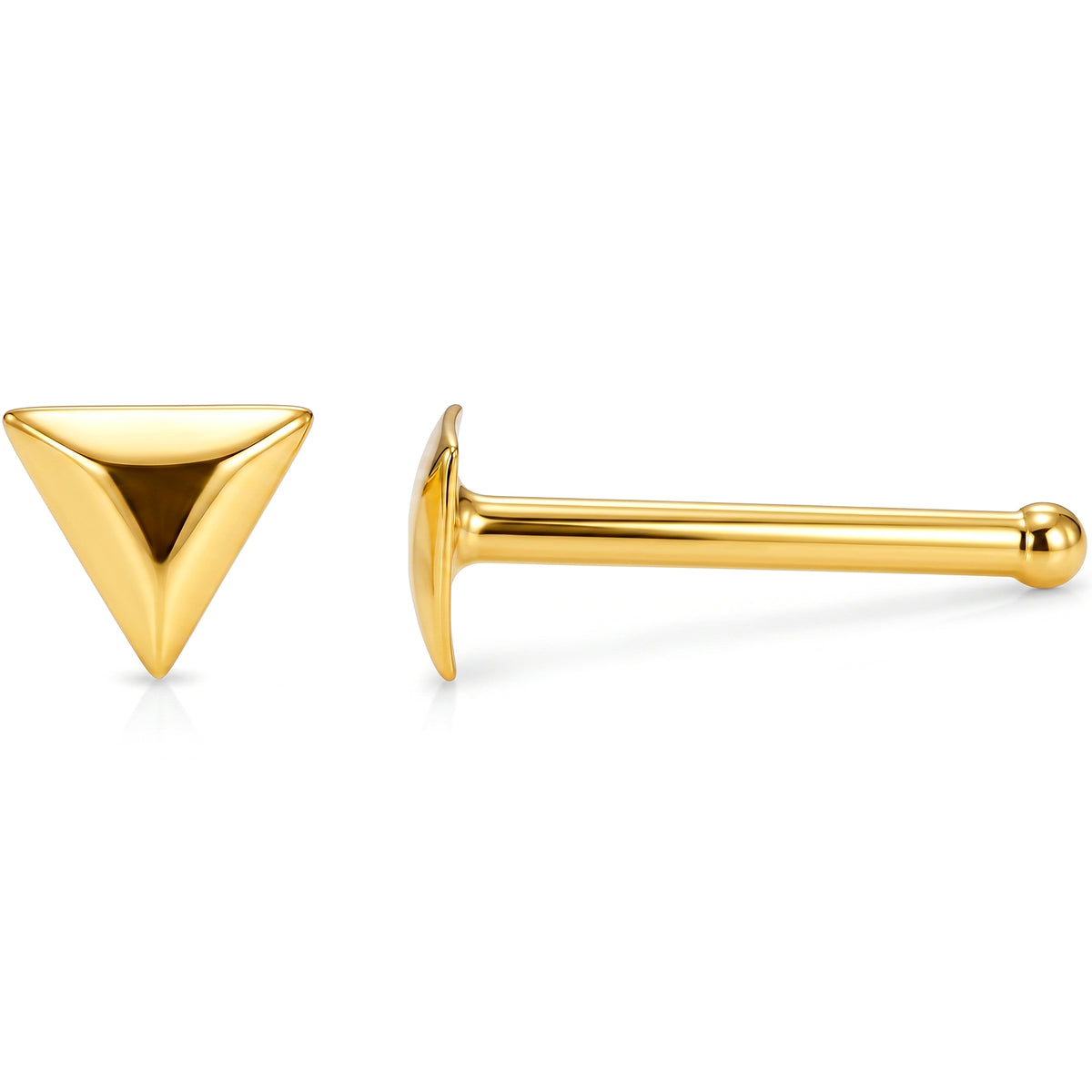 Solid 14k Yellow Gold Modern Triangle 22G Nose Bone Stud