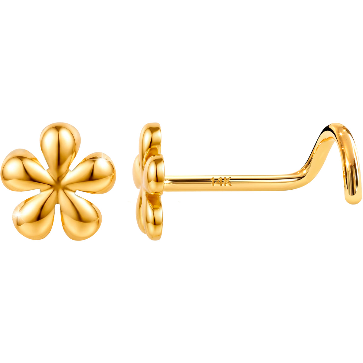Solid 14k Yellow Gold Golden Daisy 22G Nose Screw Ring