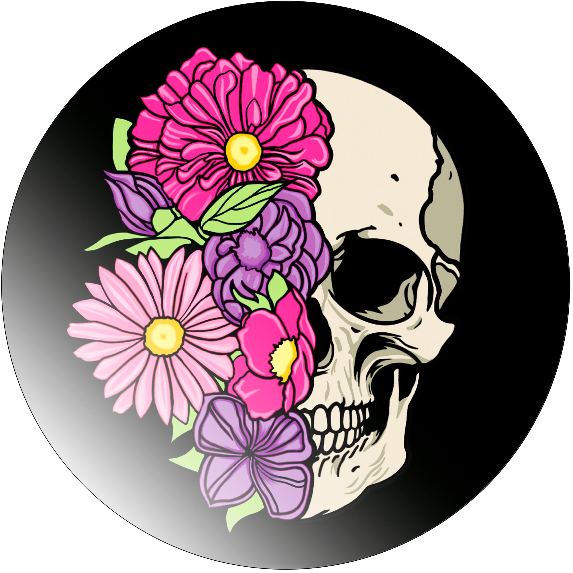 Acrylicious Floral Flowers Skull Magnet by Onyx O