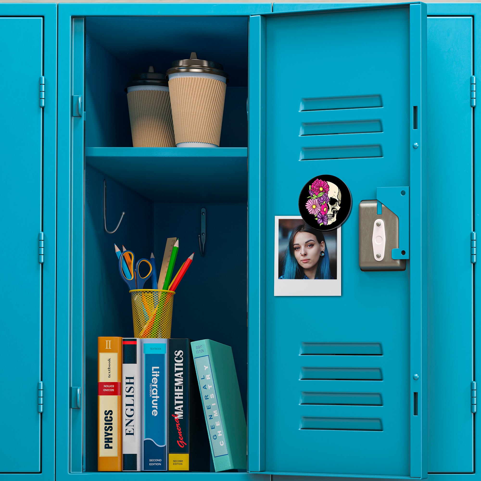 Acrylicious Floral Flowers Skull Magnet by Onyx O