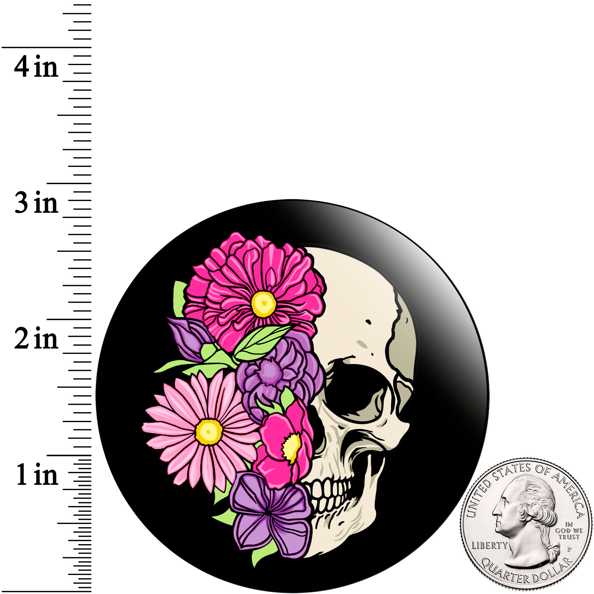 Acrylicious Floral Flowers Skull Magnet by Onyx O