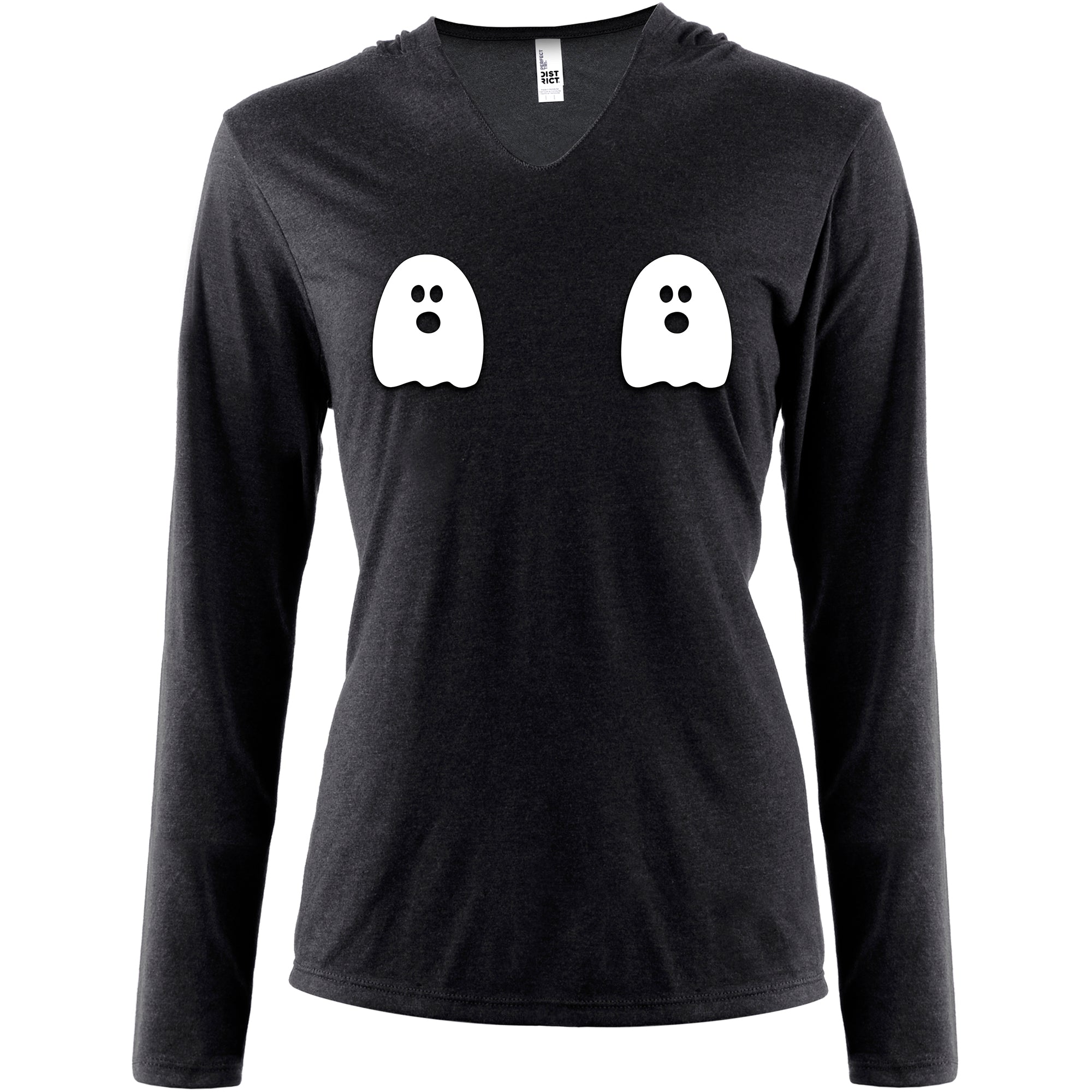 Halloween Glow in the Dark Ghost Boobies Tee Tapered Long Sleeve Hoodie