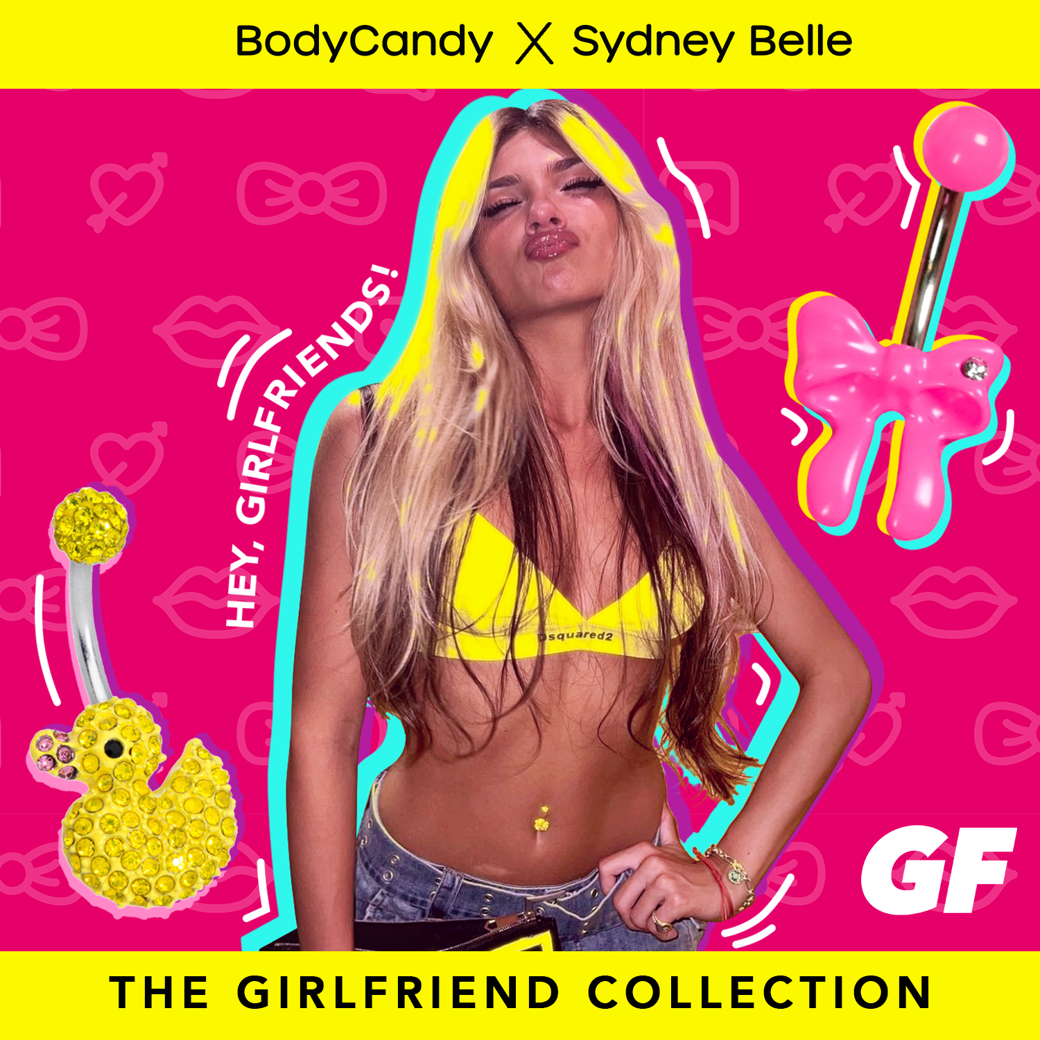 Sydney Belle Girlfriend Collection Yellow Pink CZ Gem Rubber Duck Duck