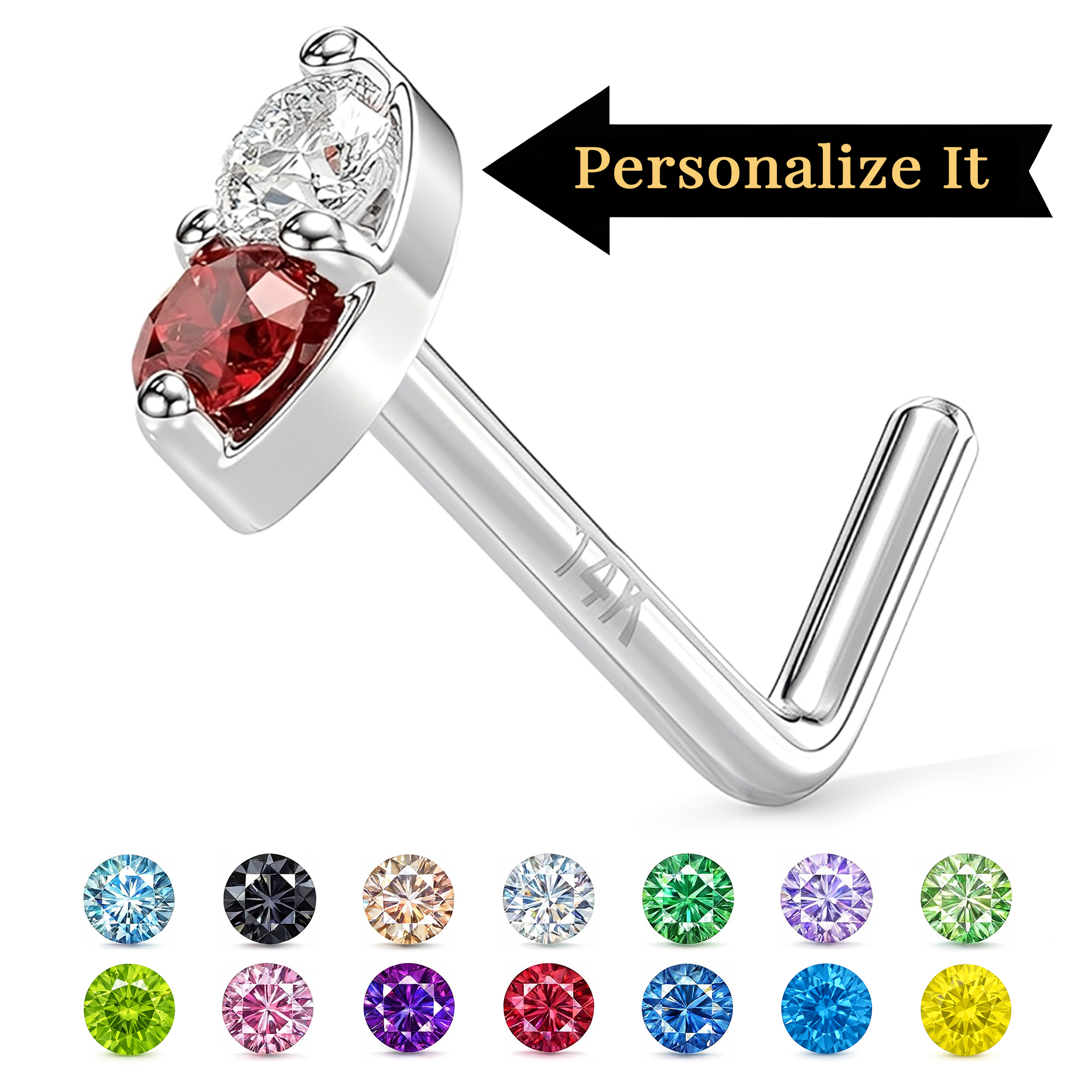 14K Gold Nose Ring with Customizable Marquise