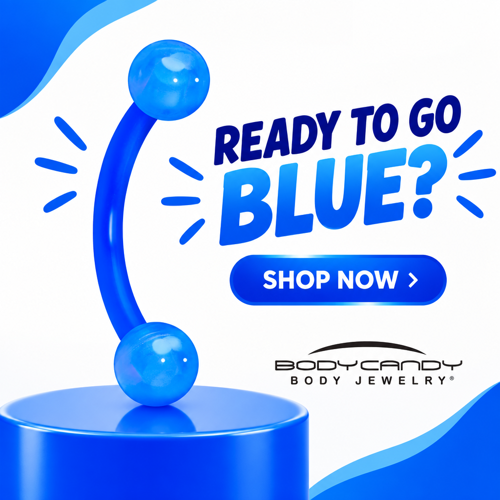 16G 5/16 Acrylic Ball Bioflex Blue Flexible Eyebrow Ring