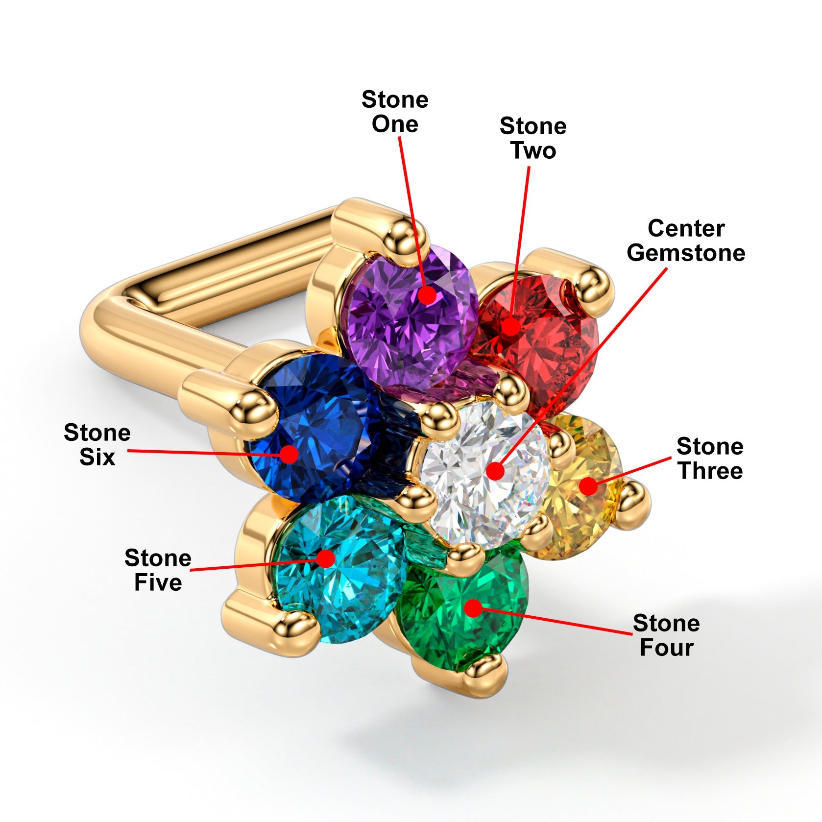 14K Gold Nose Ring with Customizable Flower