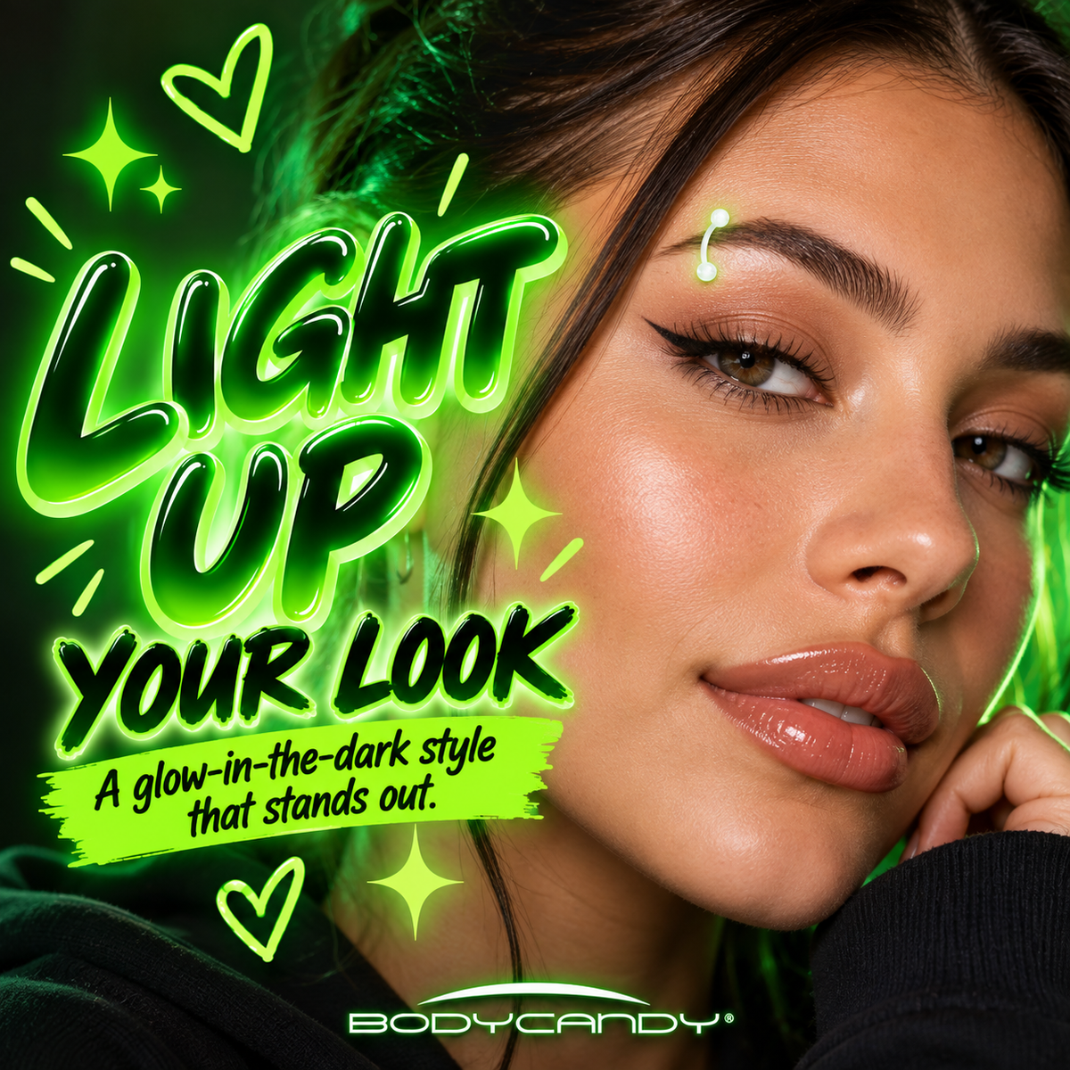 16G 5/16 Glow in the Dark Acrylic Ball Bioflex Clear Flexible Eyebrow Ring