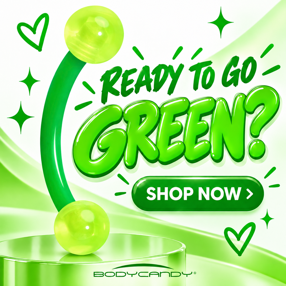 16G 5/16 Acrylic Ball Bioflex Green Flexible Eyebrow Ring