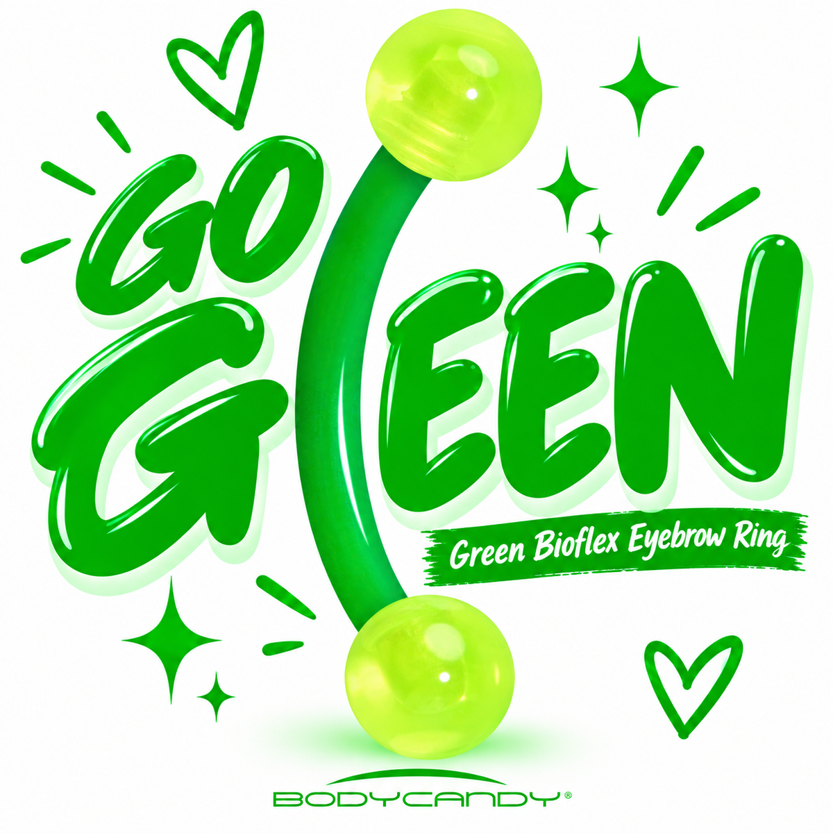 16G 5/16 Acrylic Ball Bioflex Green Flexible Eyebrow Ring