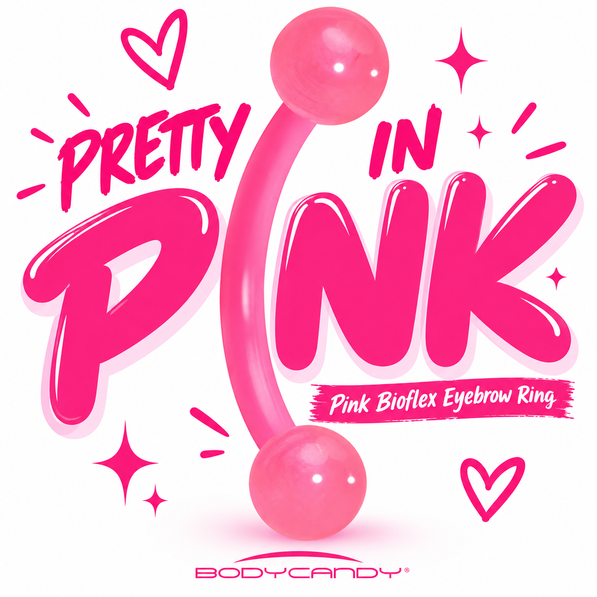 16G 5/16 Acrylic Ball Bioflex Pink Flexible Eyebrow Ring