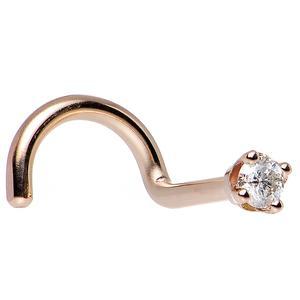 14k Rose Gold 2mm Diamond Nose Screw 20 Gauge