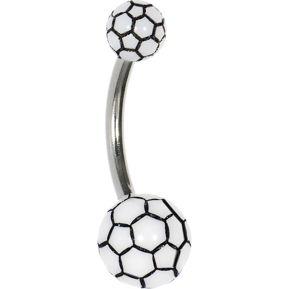 White PREMIER Soccer Ball Banana Belly Ring