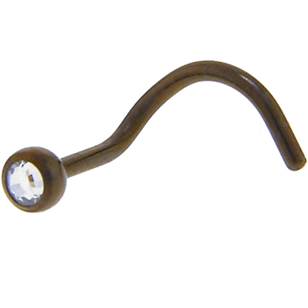 Grade 23 Titanium Bronze Crystalline Gem Nose Ring