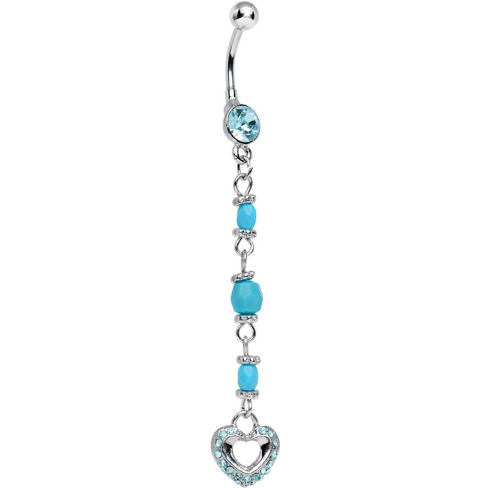 Southwestern Style 4 Dangling Turquoise Belly Button Ring