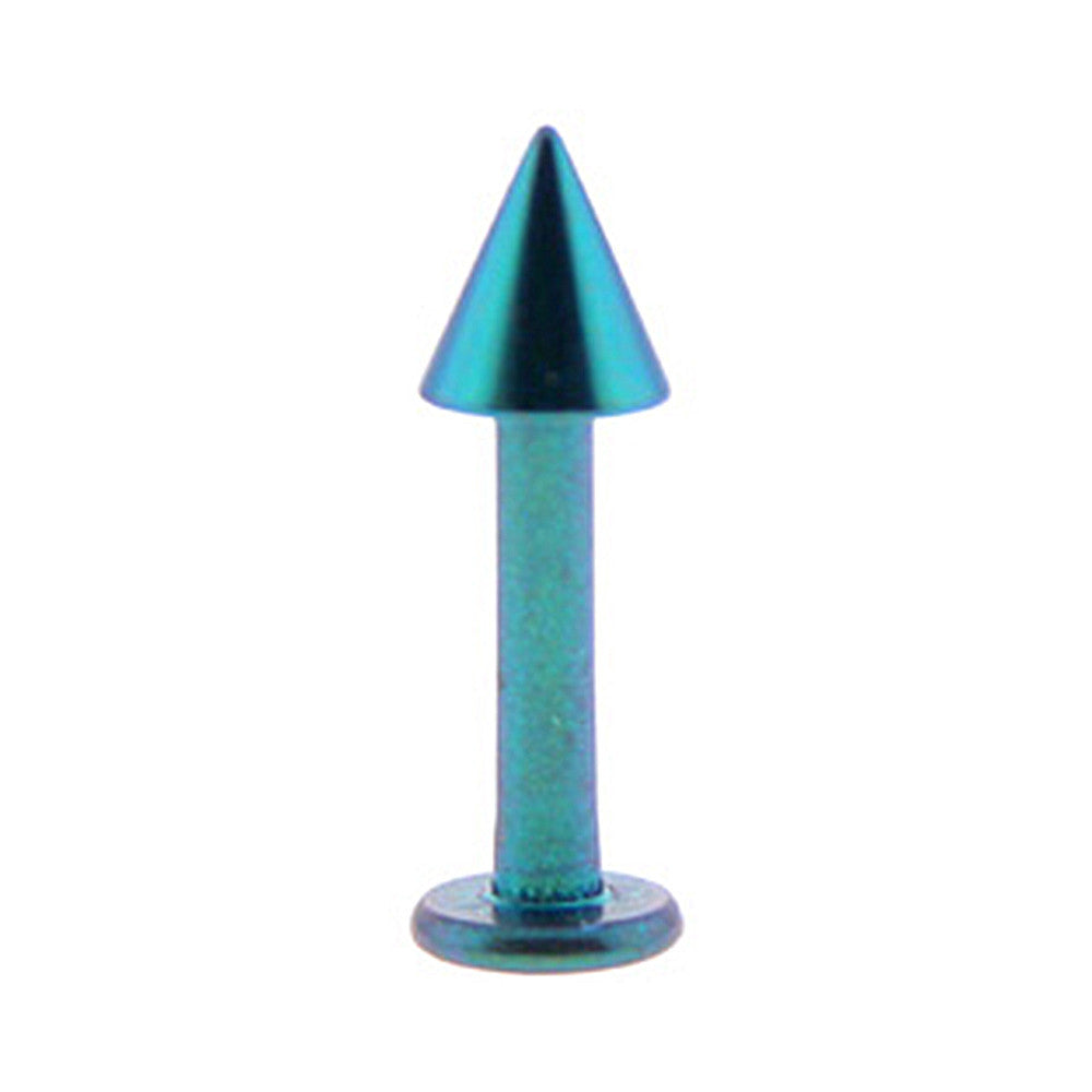 Solid Titanium Lake Blue Cone Labret 3/8