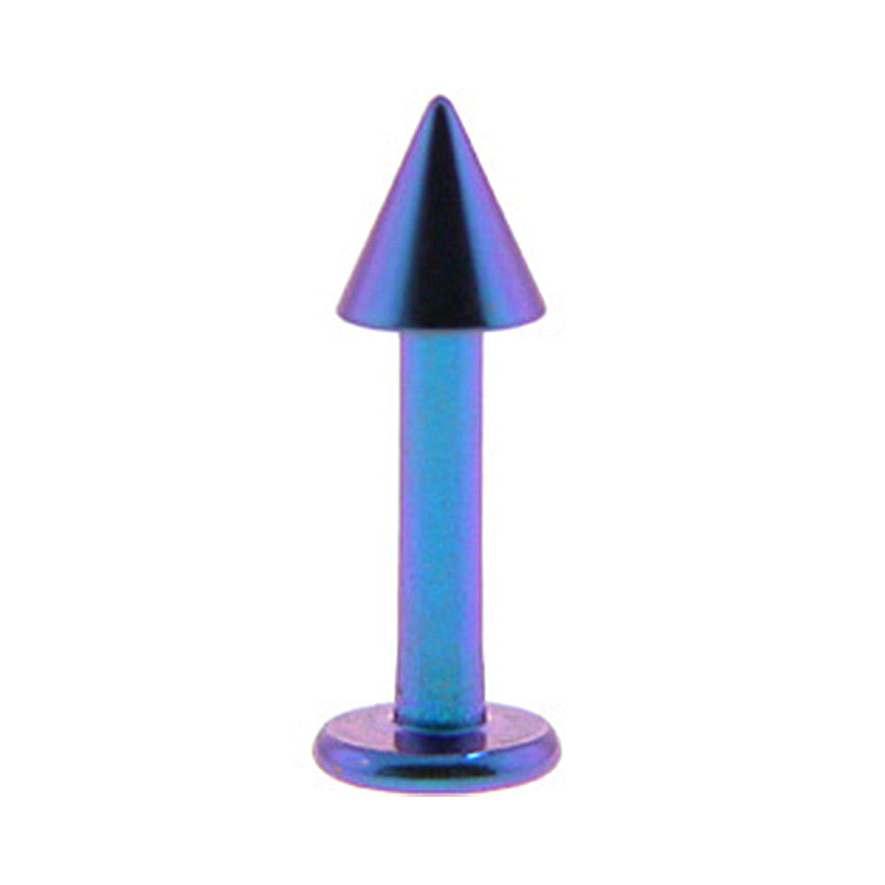 Solid Titanium Dream Blue Purple Cone Labret 3/8