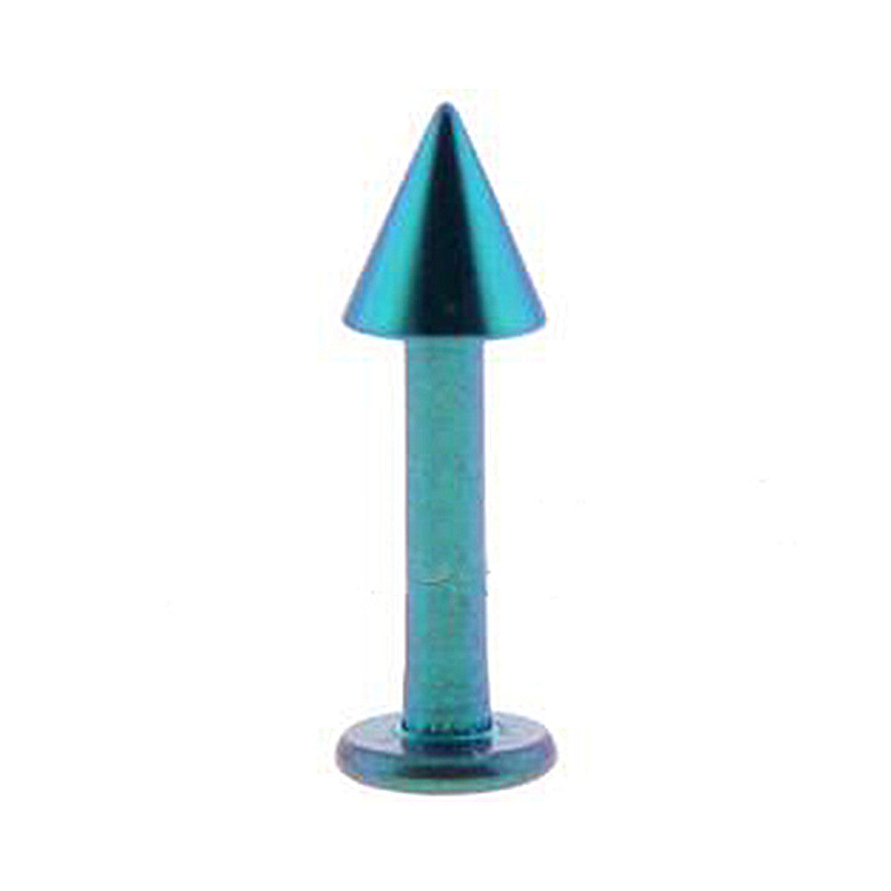 Solid Titanium Lake Blue Cone Labret 5/16-4mm