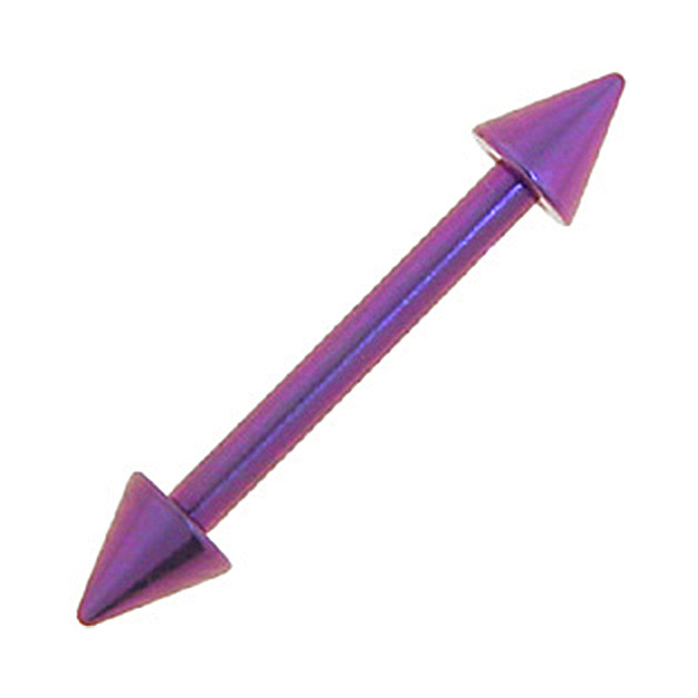 Solid Titanium Purple Cone Eyebrow Barbell 5/16-3mm