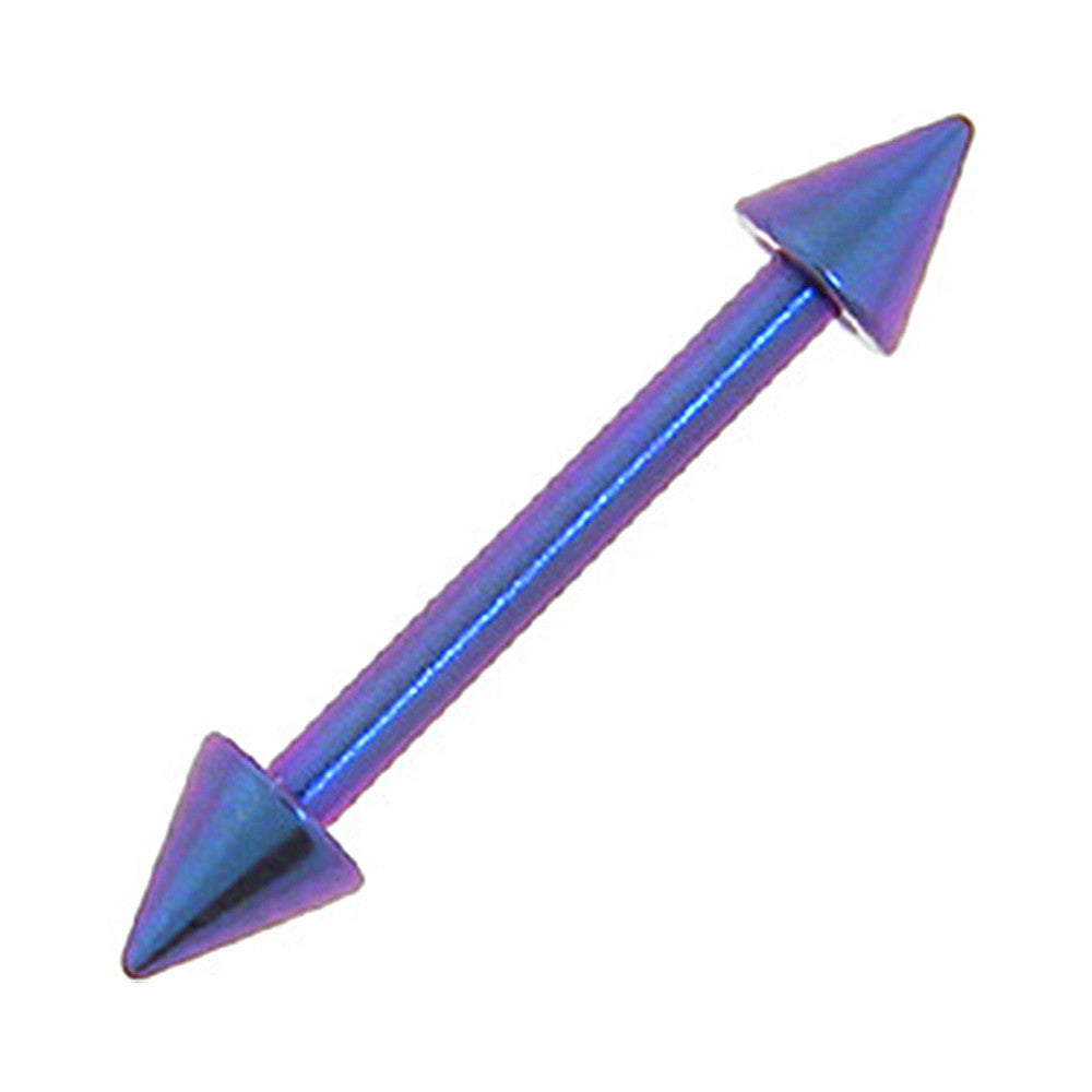 Solid Titanium Dream Blue Purple Cone Eyebrow Barbell 5/16-3mm
