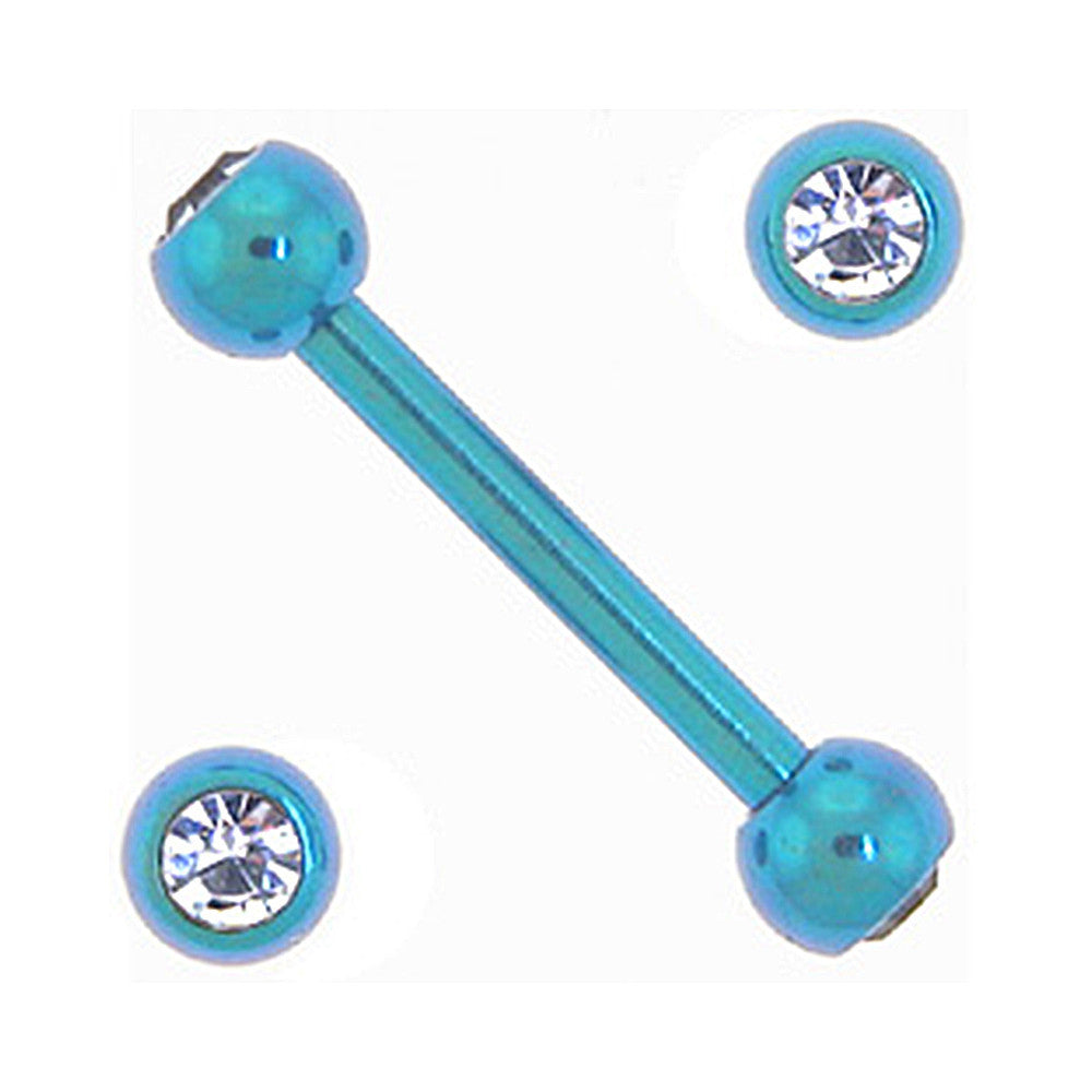 Solid Titanium Double Gem Lake Blue Barbell 5/16-3mm