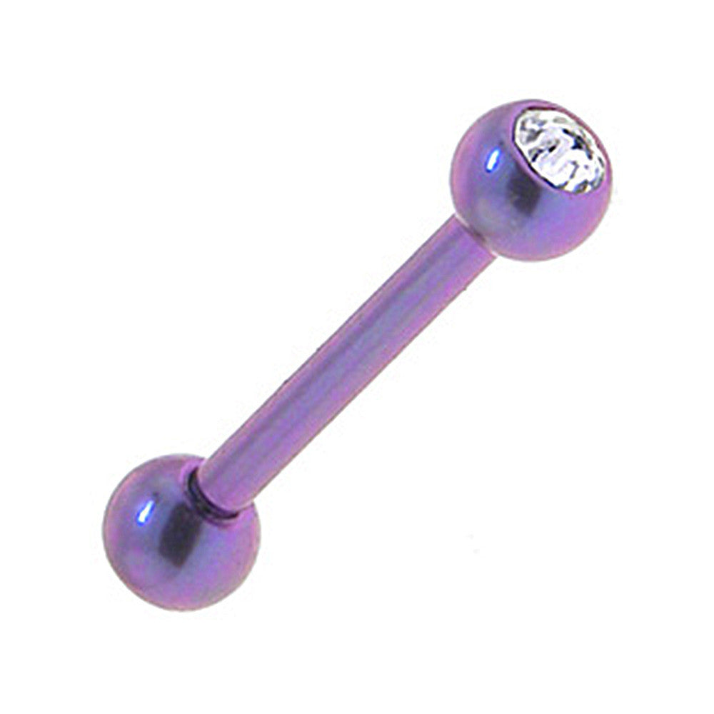Solid Titanium Double Gem Purple Barbell 3/8-3mm