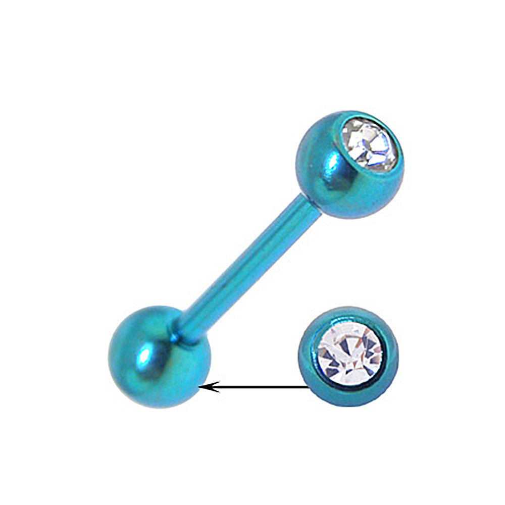 Solid Titanium Double Gem Lake Blue Barbell 3/8-4mm