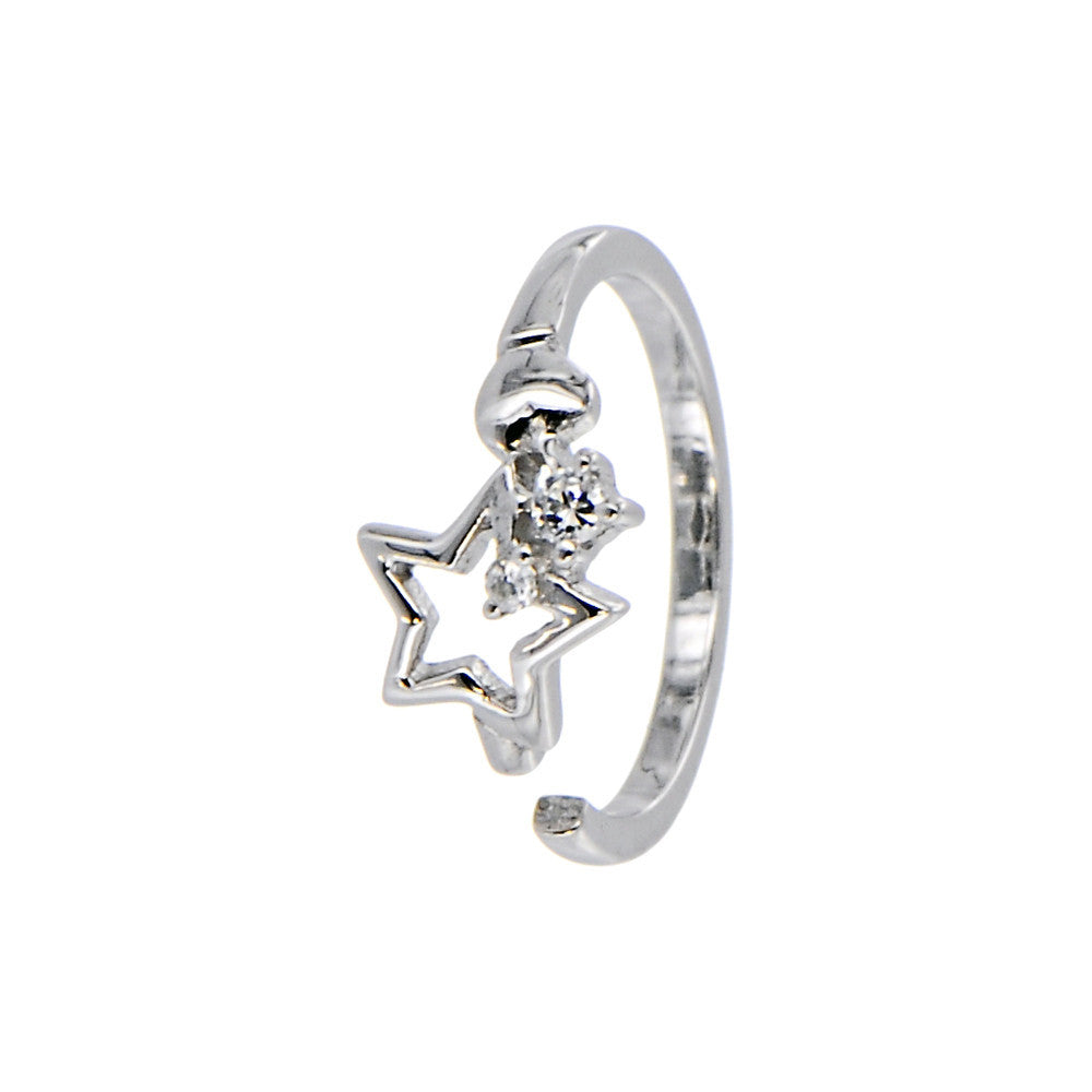 Sterling Silver 925 Cubic Zirconia Star Toe Ring