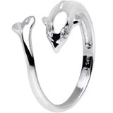 Sterling Silver 925 Cubic Zirconia Dolphin Toe Ring