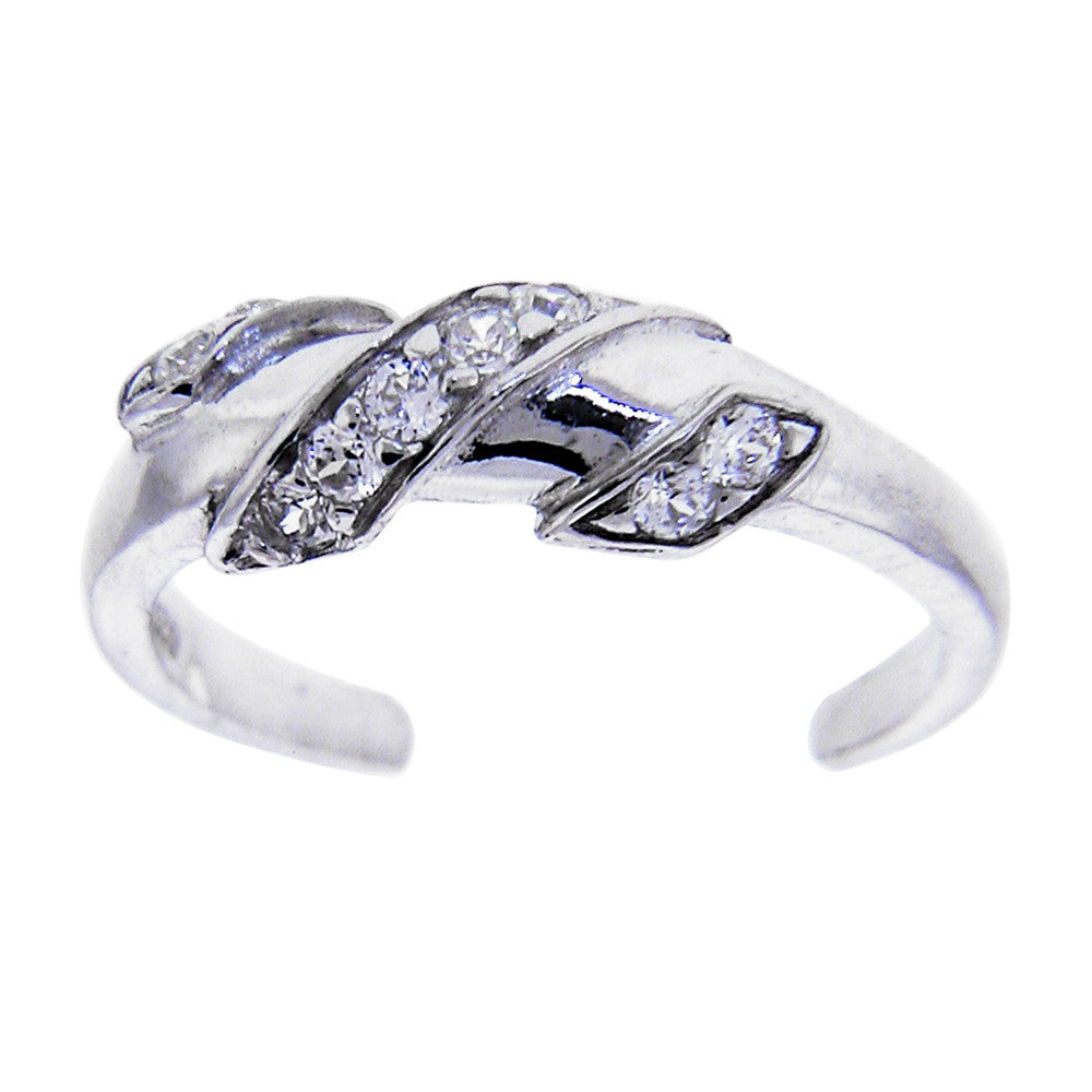 Sterling Silver 925 Cubic Zirconia Twist Toe Ring