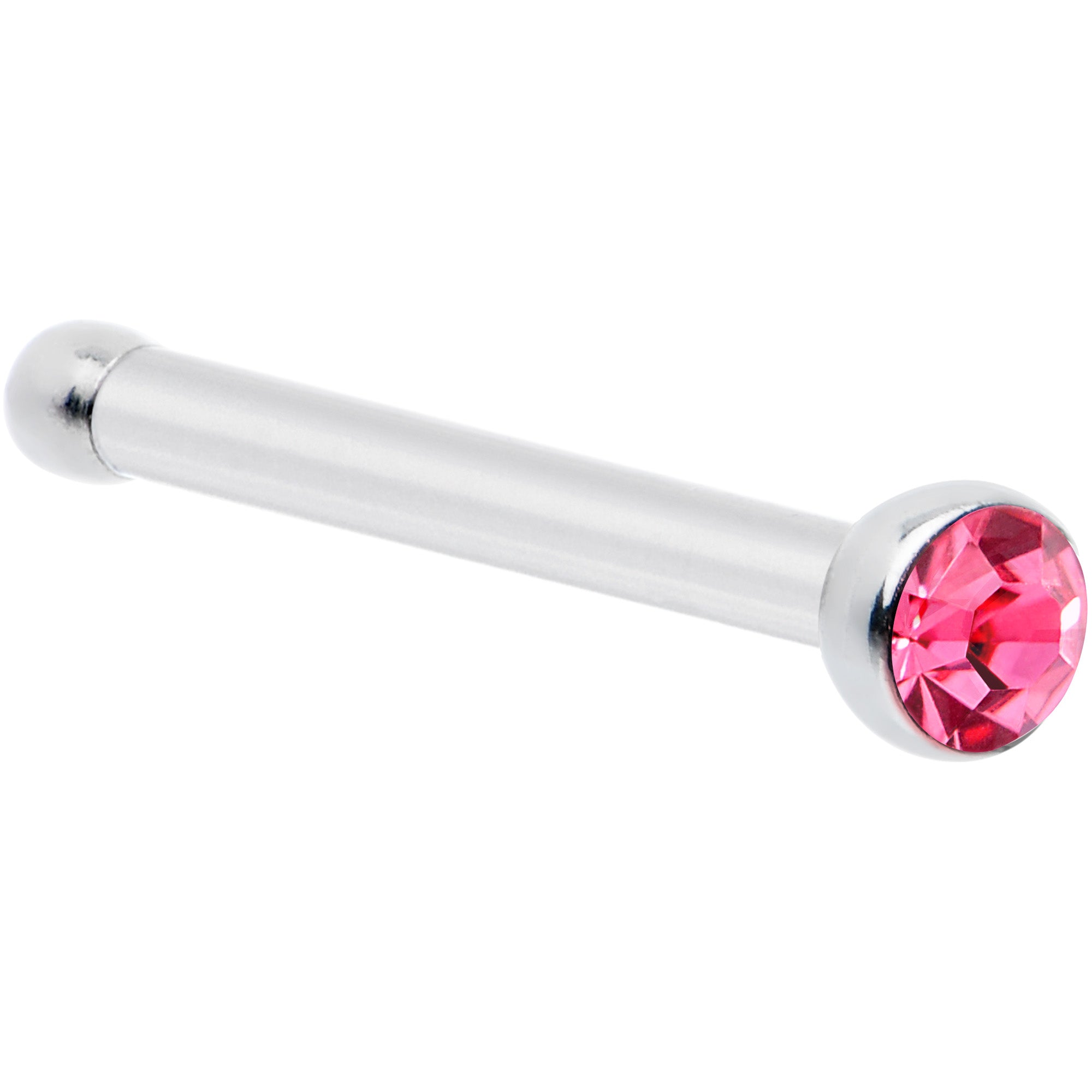 20 Gauge Stainless Steel Pink Gem Micro Nose Bone