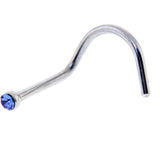 20 Gauge Stainless Steel Sapphire Blue Gem Micro Nose Ring Twister