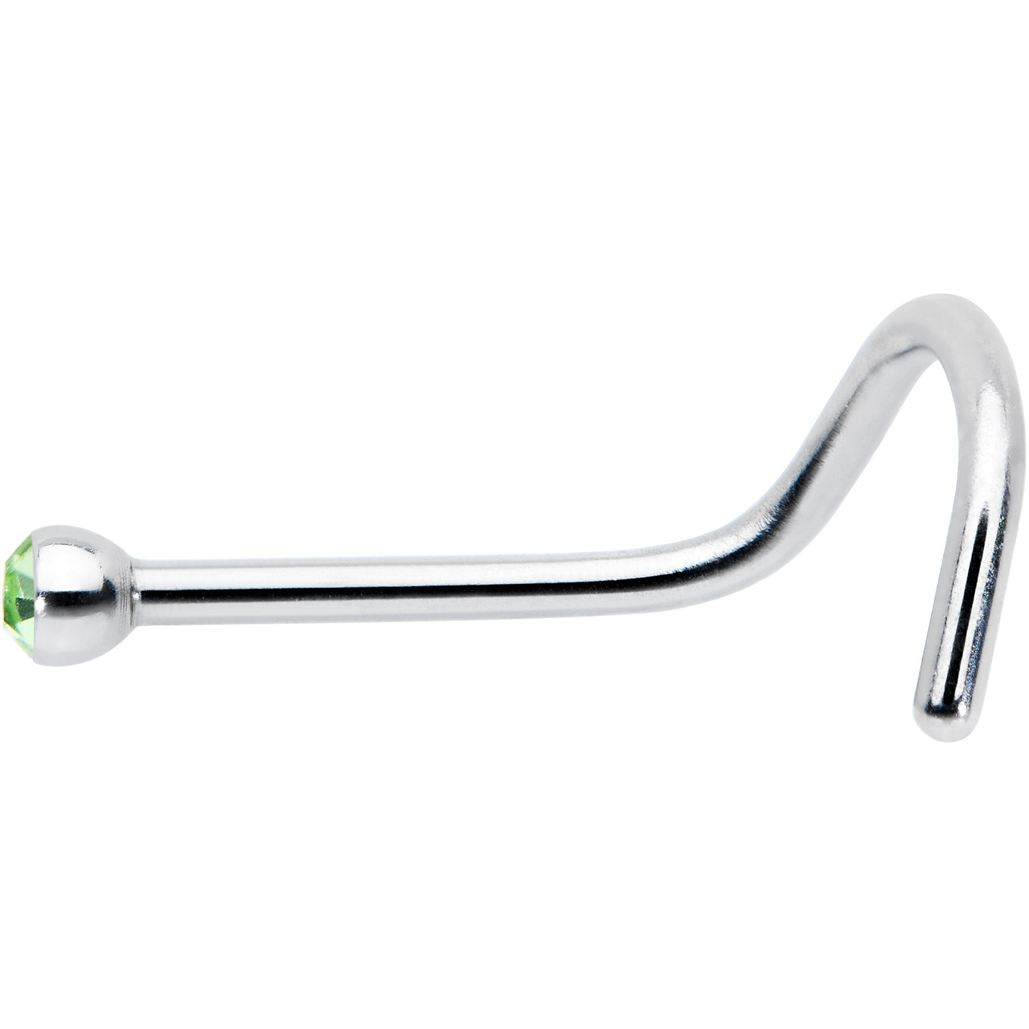 20G Stainless Steel Green Gem Micro Nose Ring Twister