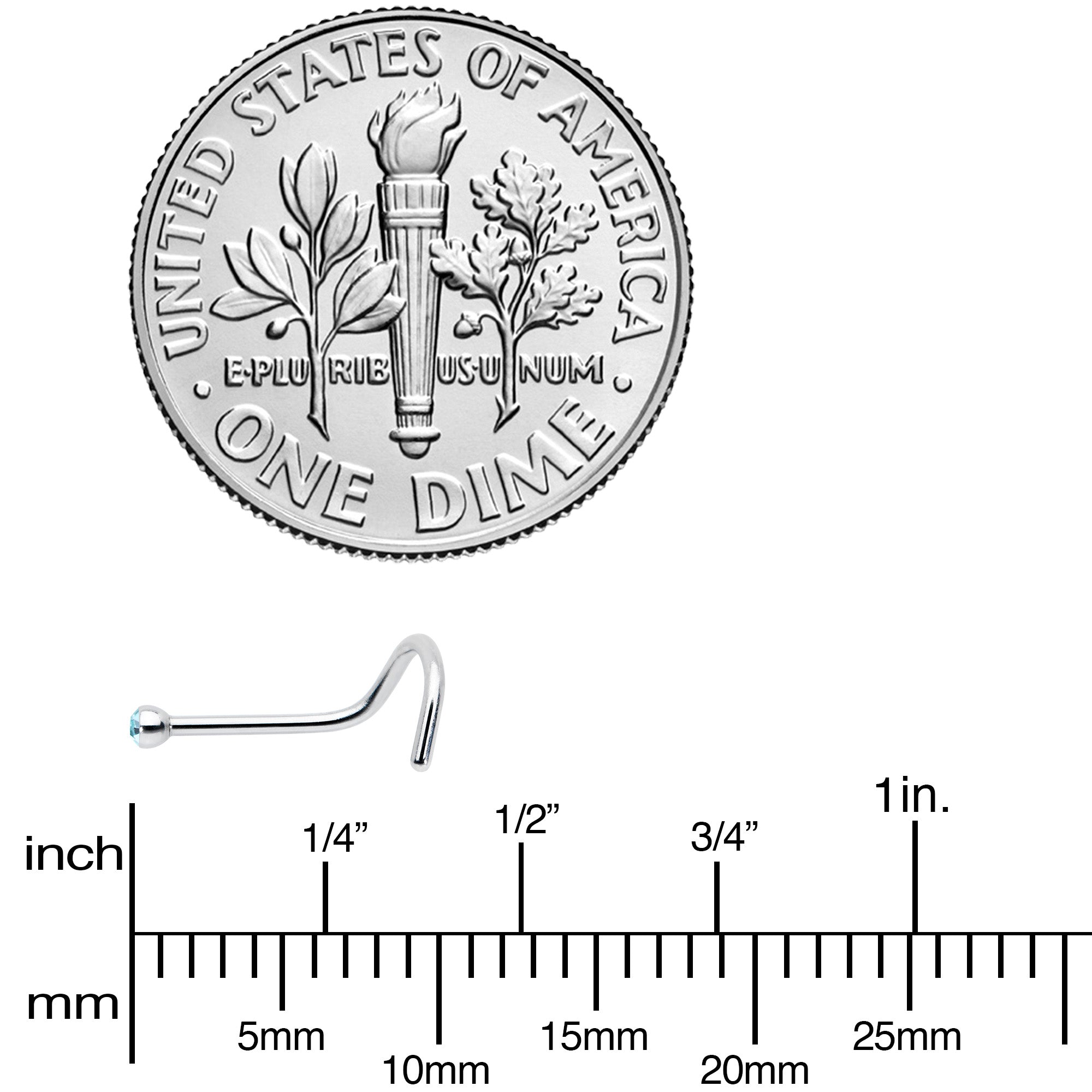 Aqua Gem MICRO Nose Ring Twister