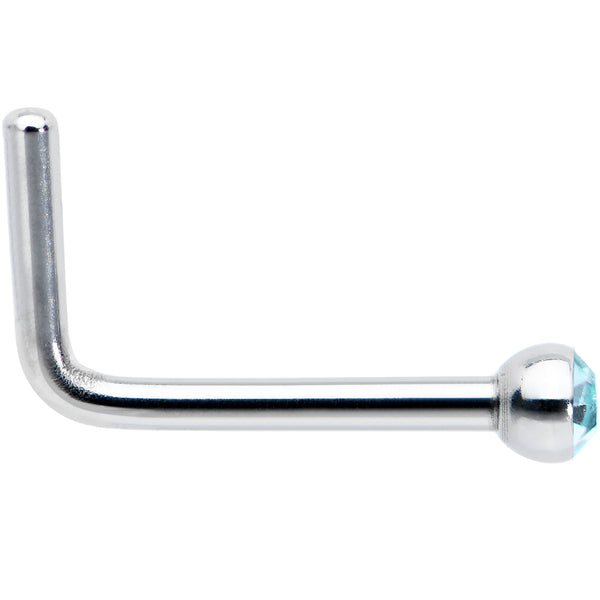 20 Gauge Stainless Steel Aqua Gem Micro Nose Ring L-Shaped