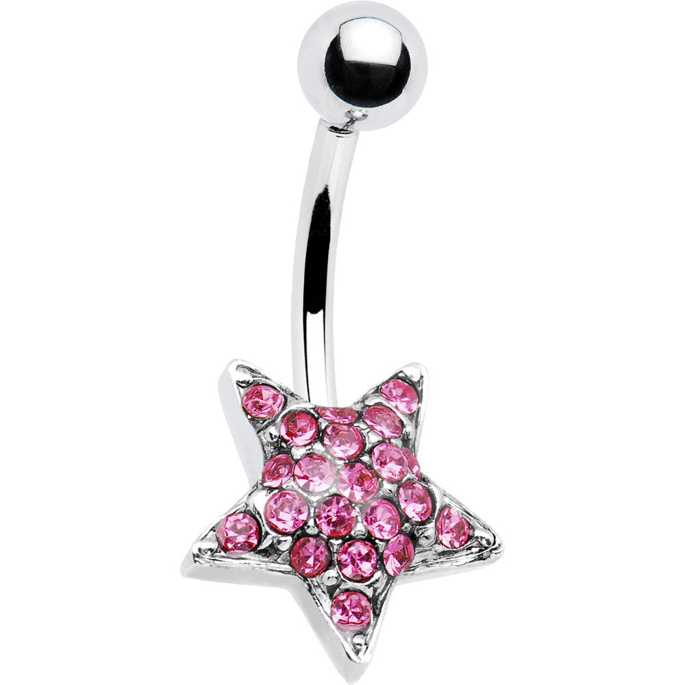 TWILIGHT STAR  Passion Pink Gem Banana Belly Ring