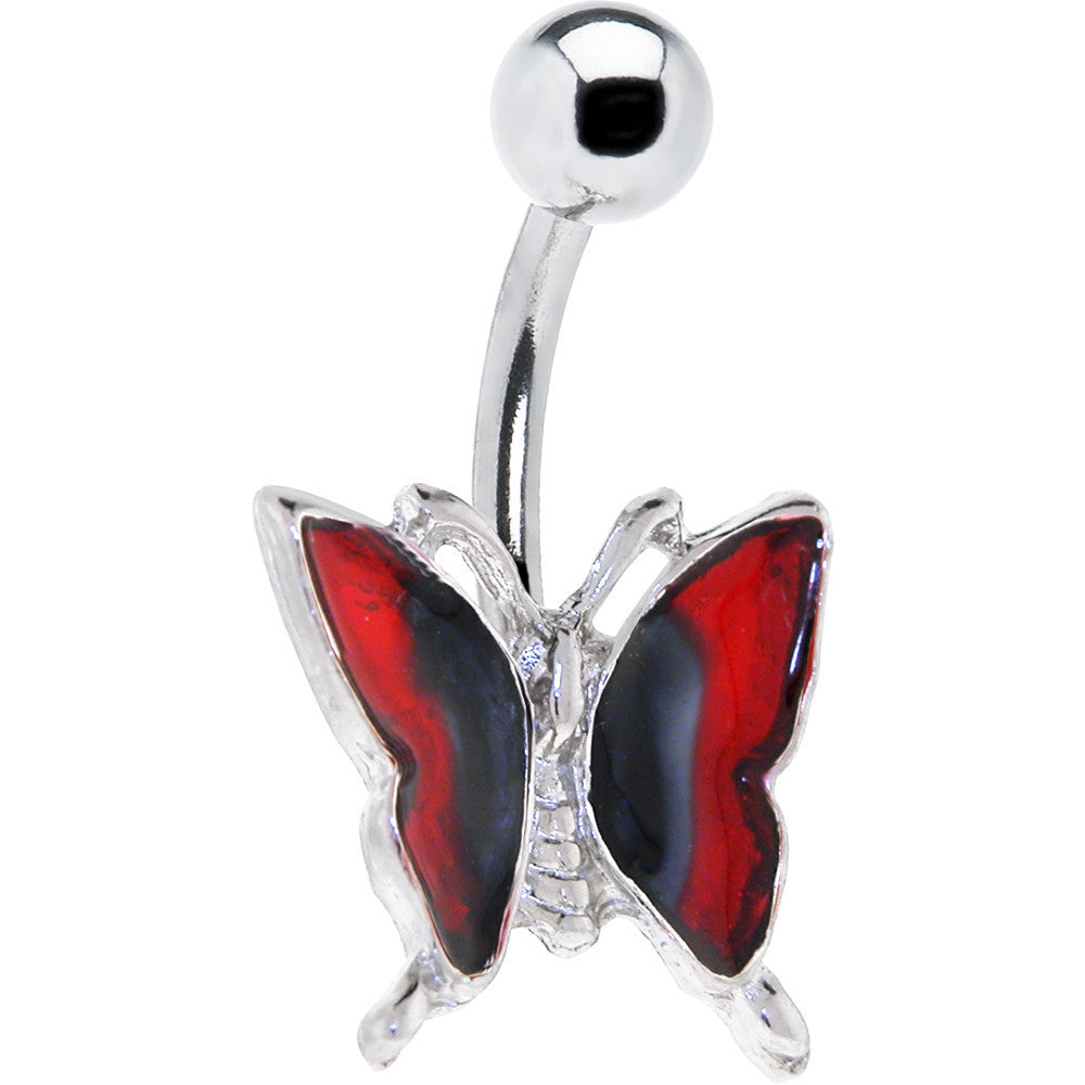Enamel Butterfly - RED Belly Button Navel Ring