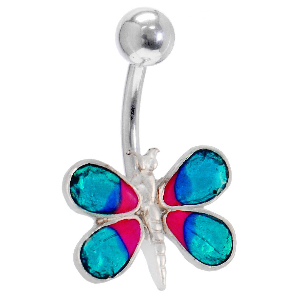 Enamel DRAGONFLY - TEAL Belly Button Navel Ring