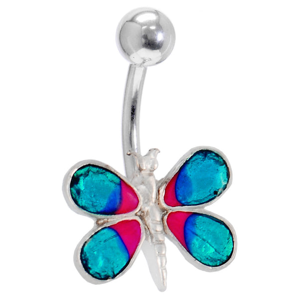 Enamel DRAGONFLY TEAL Belly Button Navel Ring BodyCandy