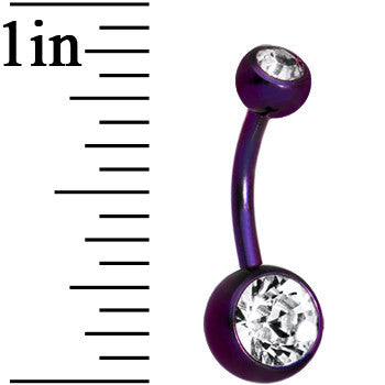 Grade 23 Titanium Purple Double Gem Curved Belly Ring