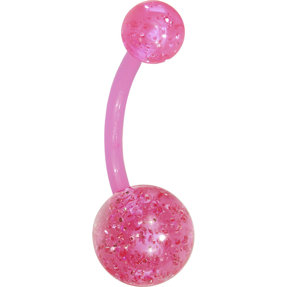 Bioplast Pink Glitter Belly Ring
