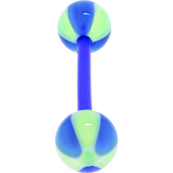 Bioplast Blue Green Beach Ball Barbell Tongue Ring